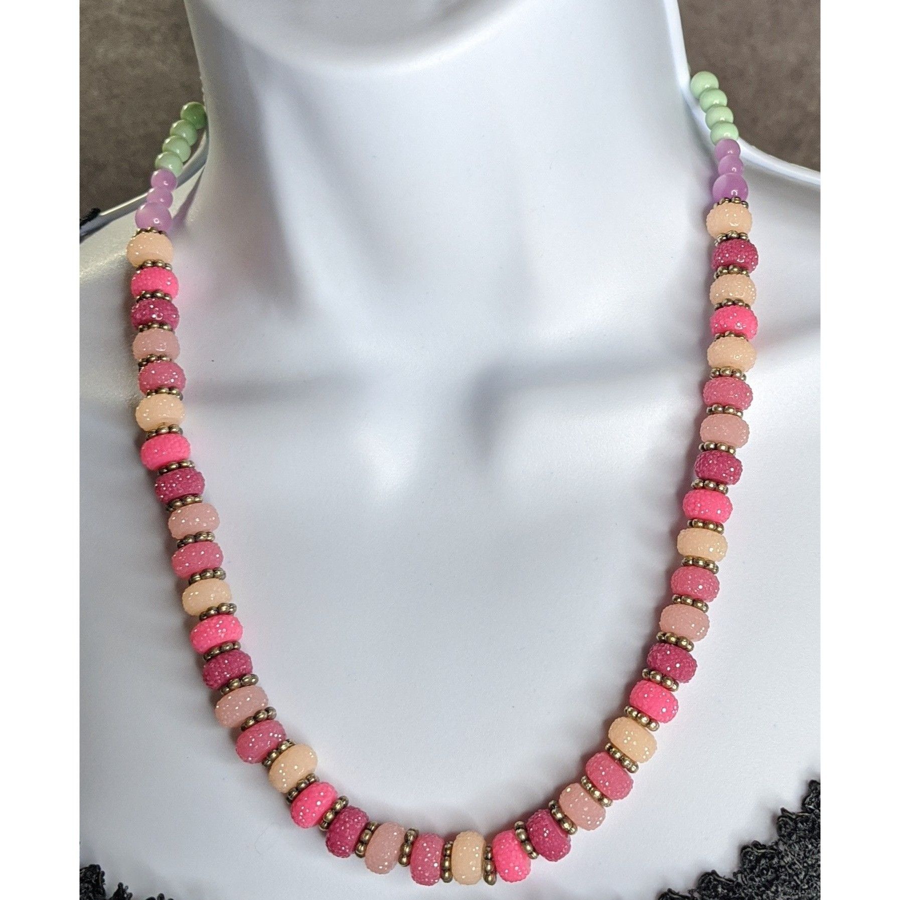 Other Colorful Jelly Beaded Necklace With Pastel & Glitter Accents Size ONE SIZE - 5 Thumbnail