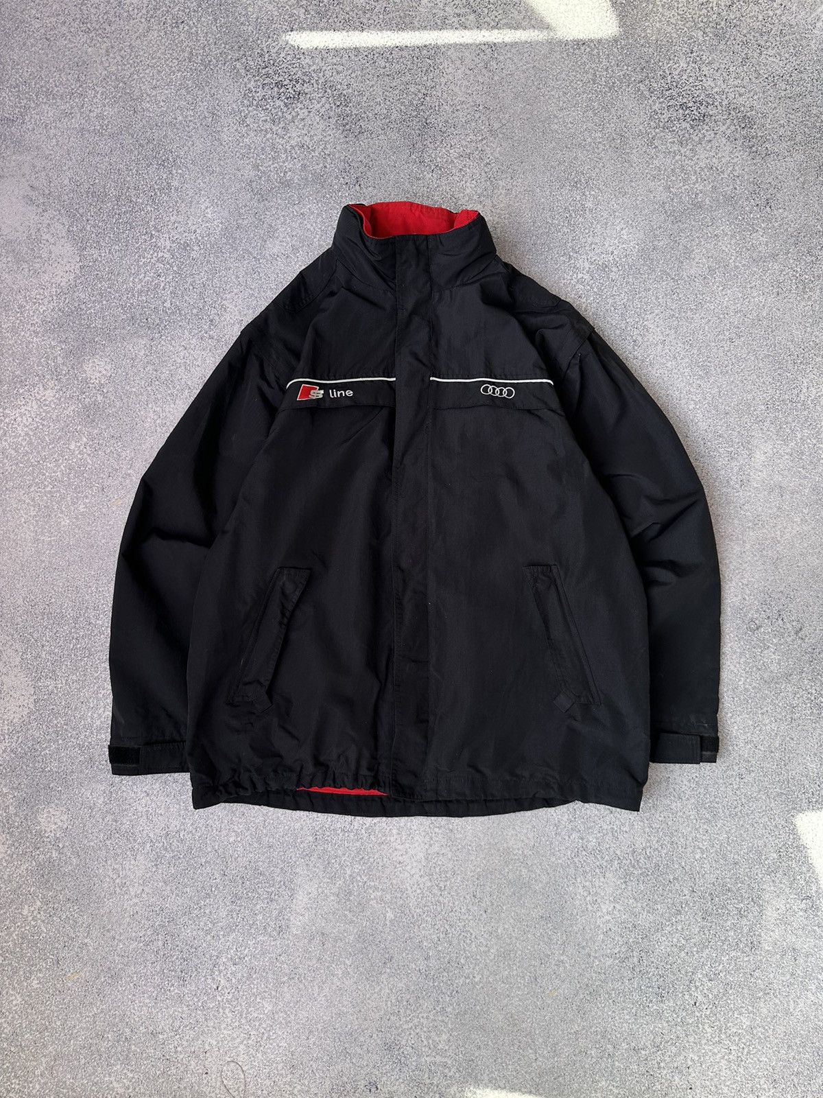 Image of Vintage Audi S Line Racing Windbreaker Jacket in Black, Men's (Size XL)