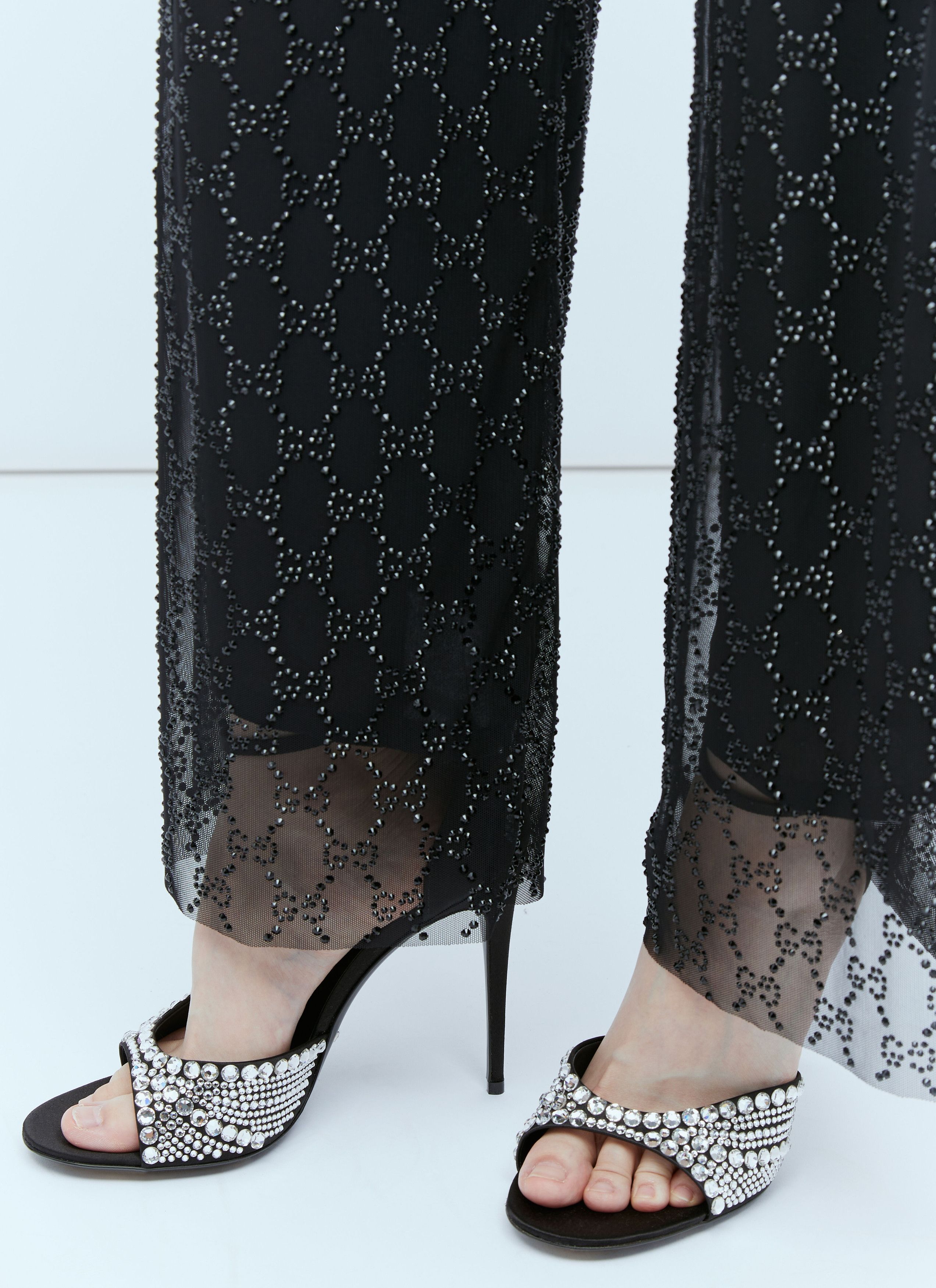 Gucci o1s1wg110425 Women's High Heel Sandals With Crystals Black Size US 6.5 / IT 36.5 - 7 Thumbnail