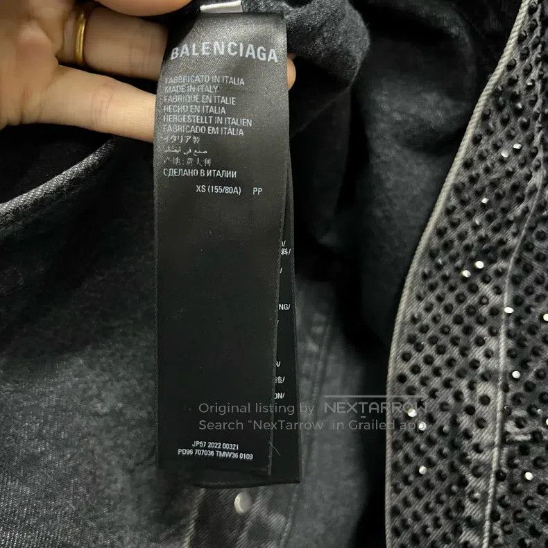Balenciaga Balenciaga Black Crystal Studded Denim Jacket Size US XS / EU 42 / 0 - 4 Thumbnail