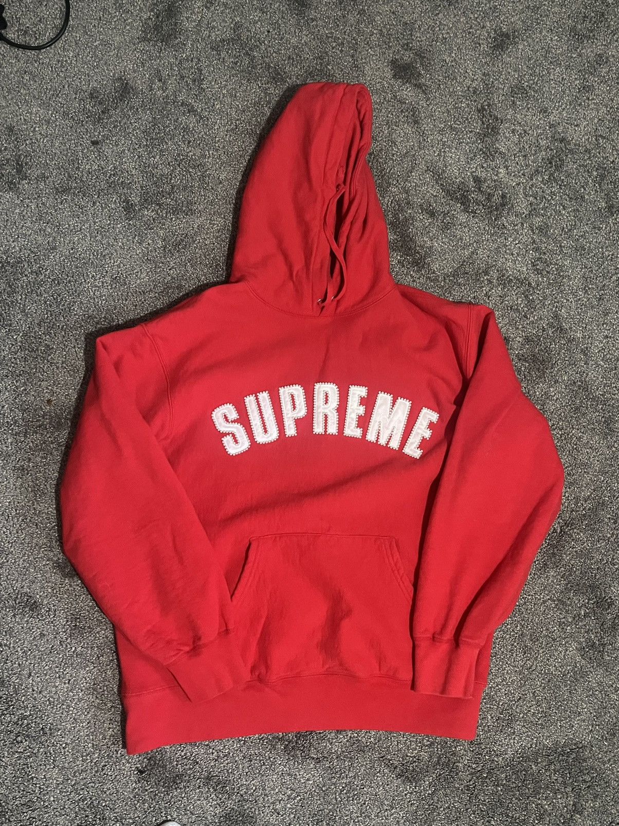 image of Supreme Pearl Logo Sweatshirt in Red, Men's (Size XL)