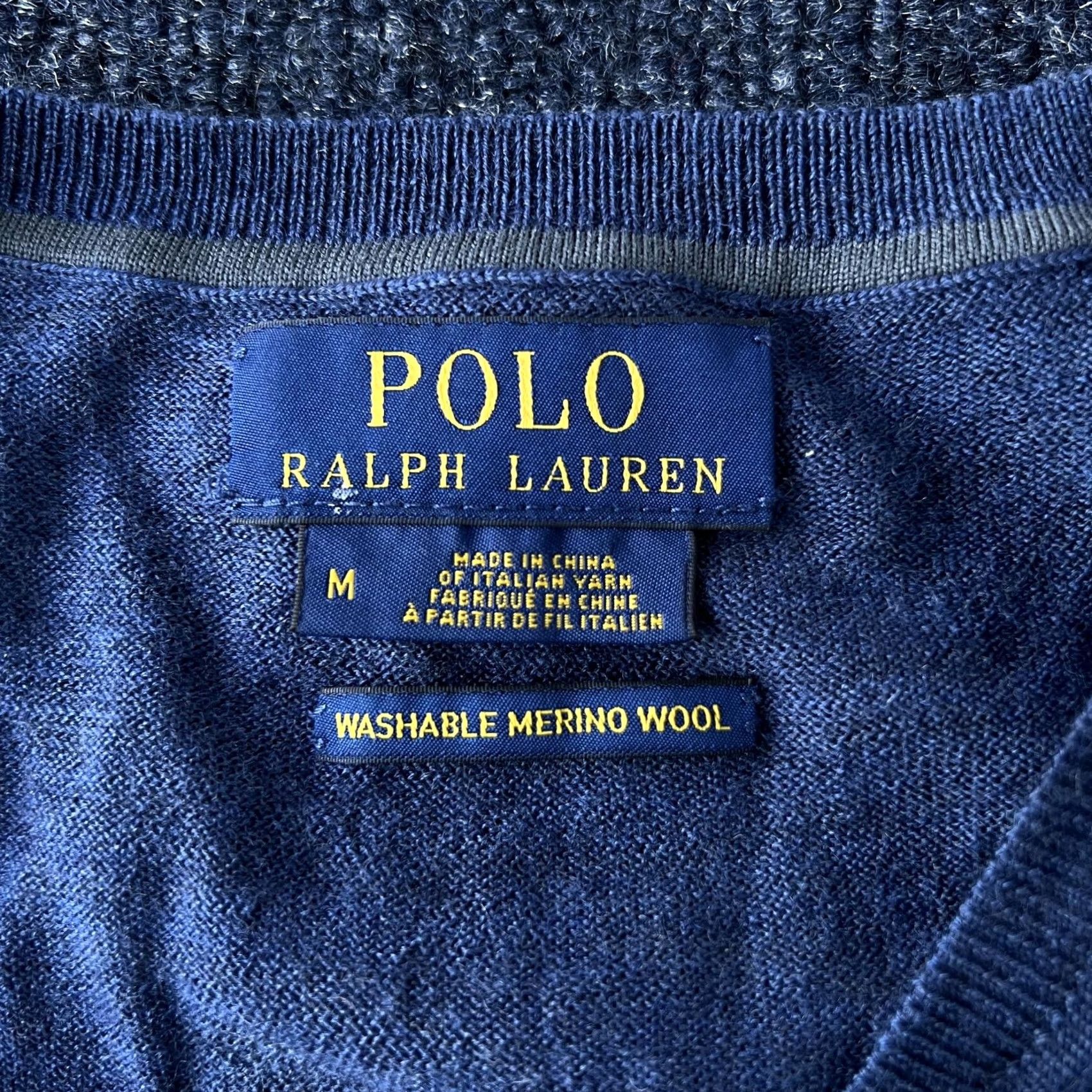 Polo Ralph Lauren Polo Ralph Lauren Sweater Mens Medium Blue Merino Wool V-Neck Pony Pullover Knit Size US M / EU 48-50 / 2 - 5 Thumbnail