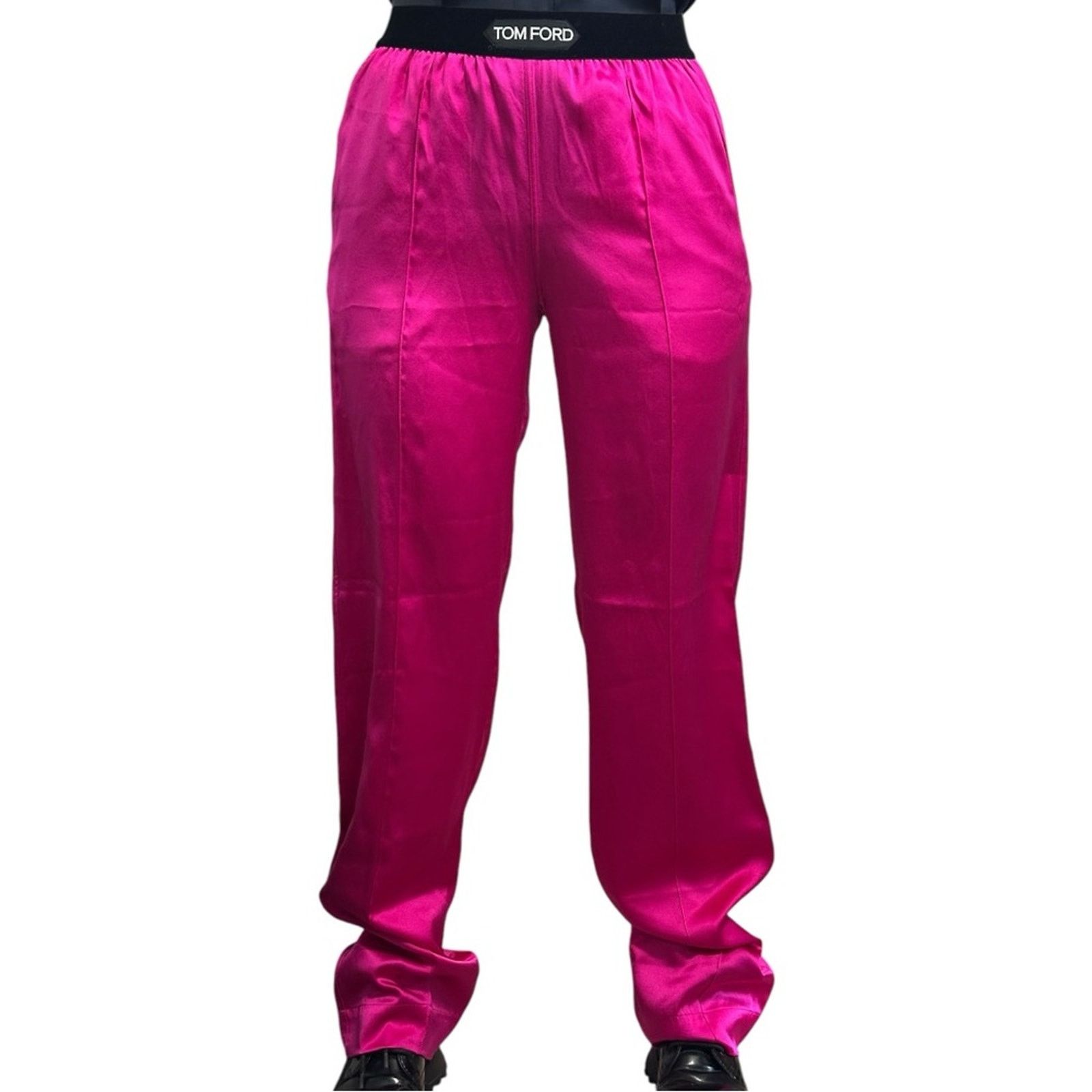 Tom Ford Hot Pink Silk Satin Logo Track Pants XS Barbie Pyjamas Auth Size 24" / US 00 / IT 34 - 7 Thumbnail