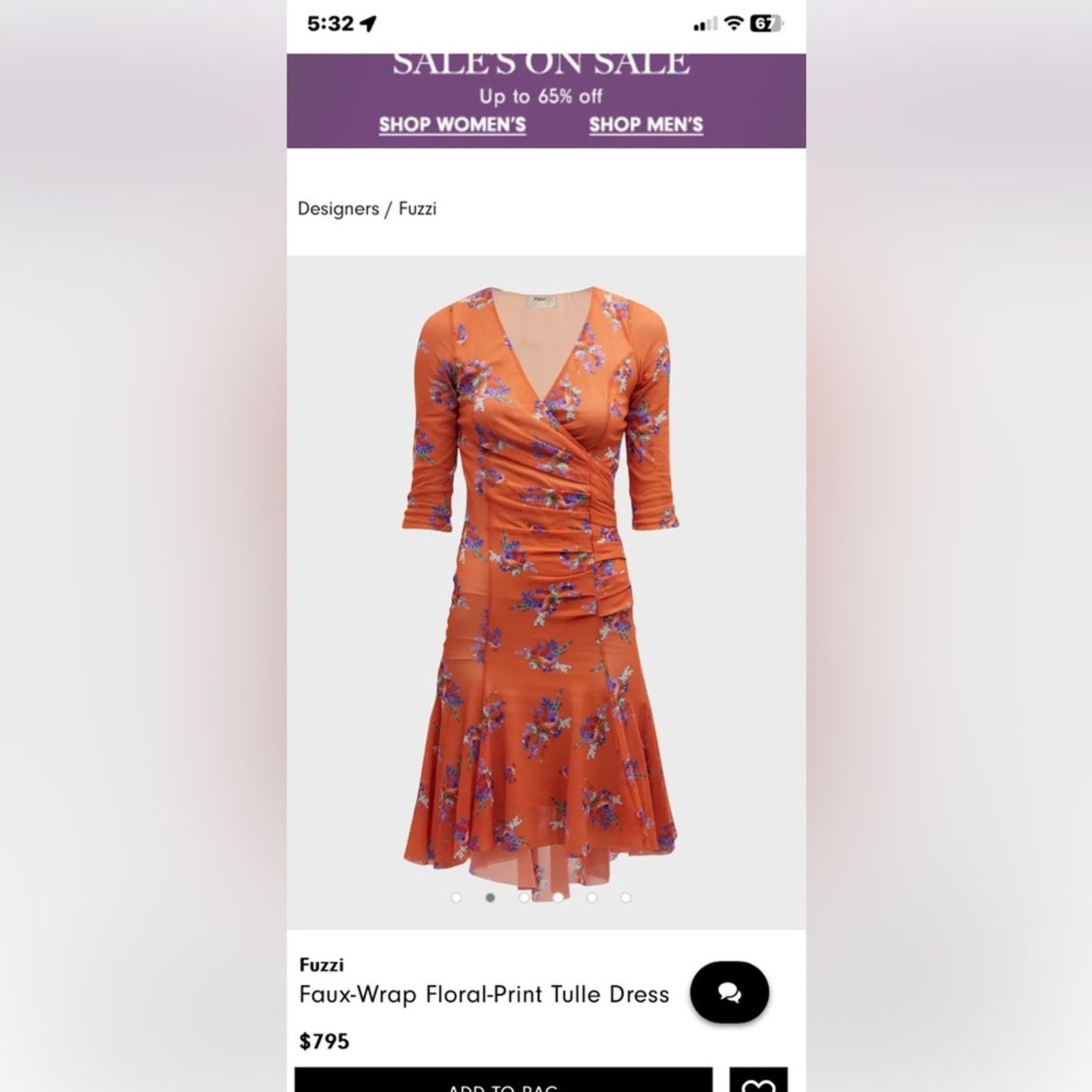 FUZZI Fuzzi Italy mesh floral V neck bodycon bombshell wiggledress Size XS / US 0-2 / IT 36-38 - 6 Thumbnail