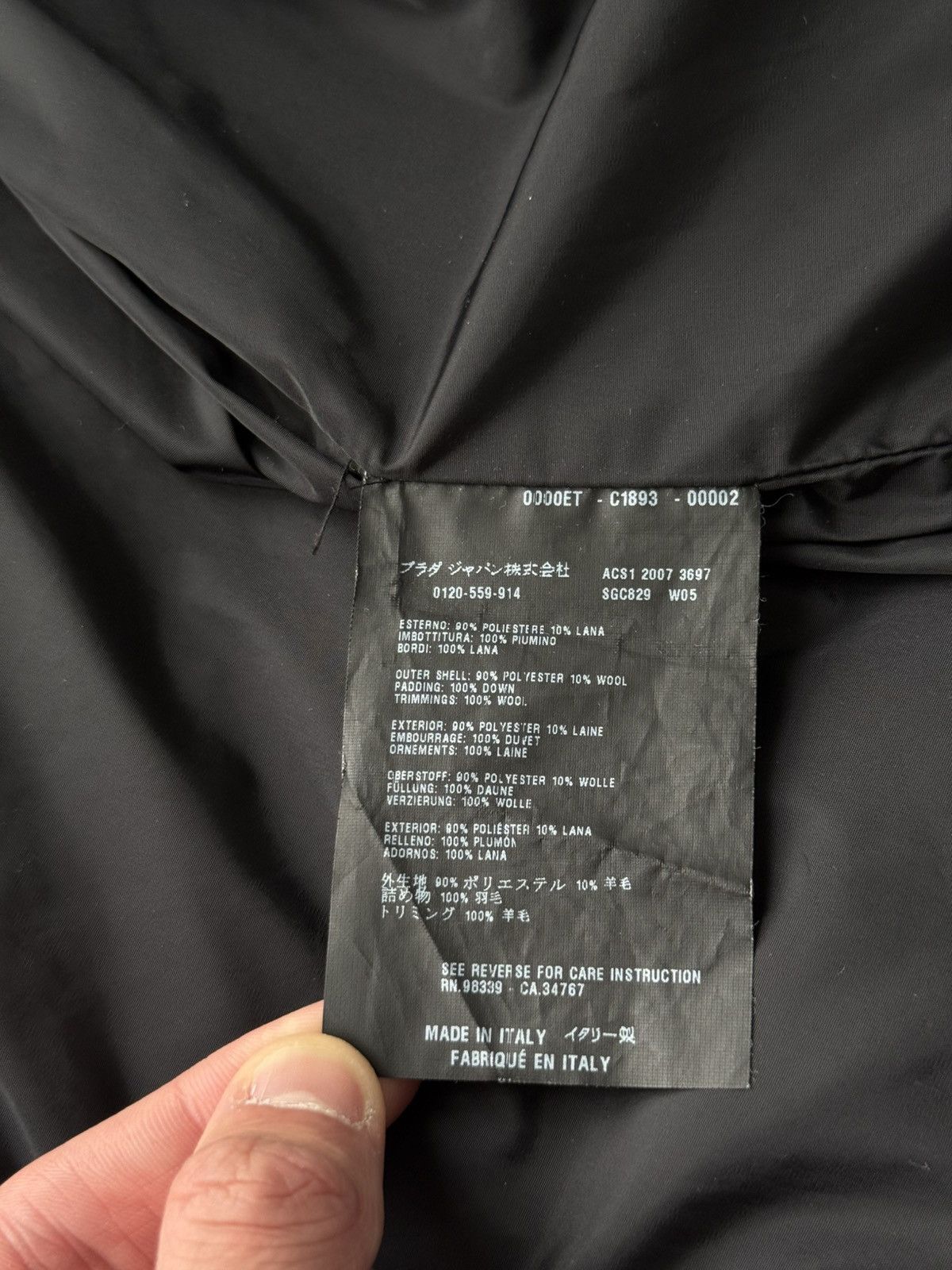 Prada Prada Leather Logo Gabardine Black Down Puffer Jacket Size US XL / EU 56 / 4 - 14 Thumbnail
