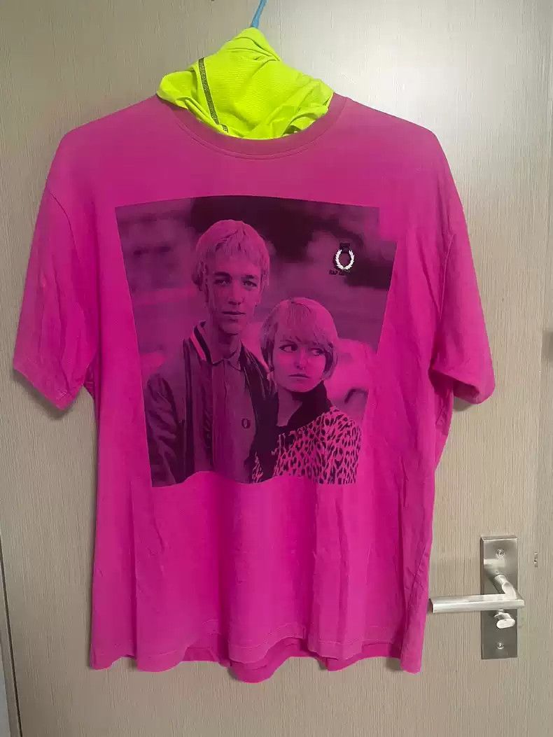 RAF SIMONS pink portrait short sleeve
