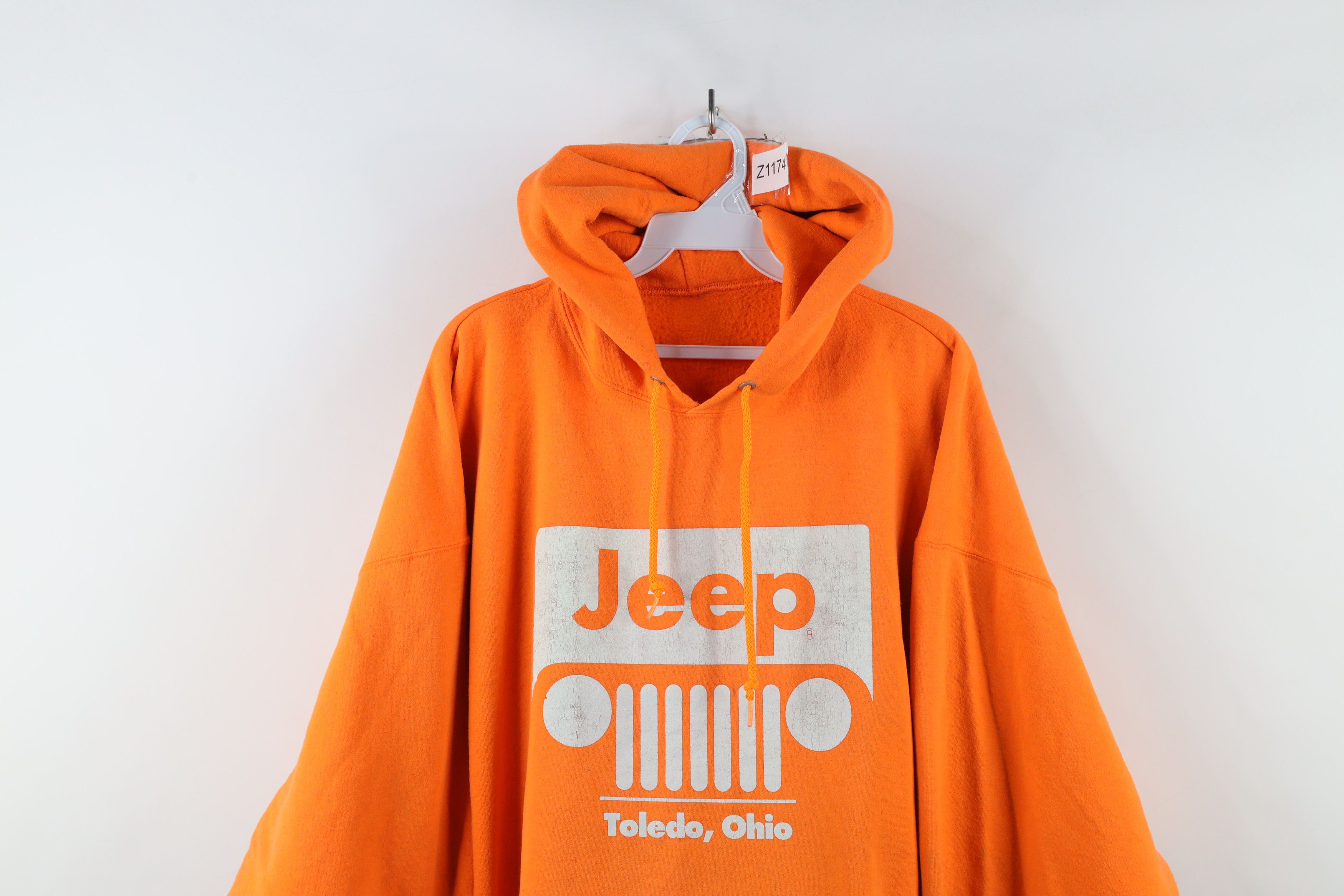 Vintage Vintage 90s Jeep Motors Spell Out Hoodie Sweatshirt Orange Size US XXL / EU 58 / 5 - 2 Thumbnail