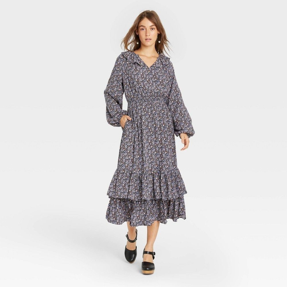 Other Women's Floral Print Balloon Long Sleeve Ruffle Collar Dress Size XS / US 0-2 / IT 36-38 - 1 Thumbnail