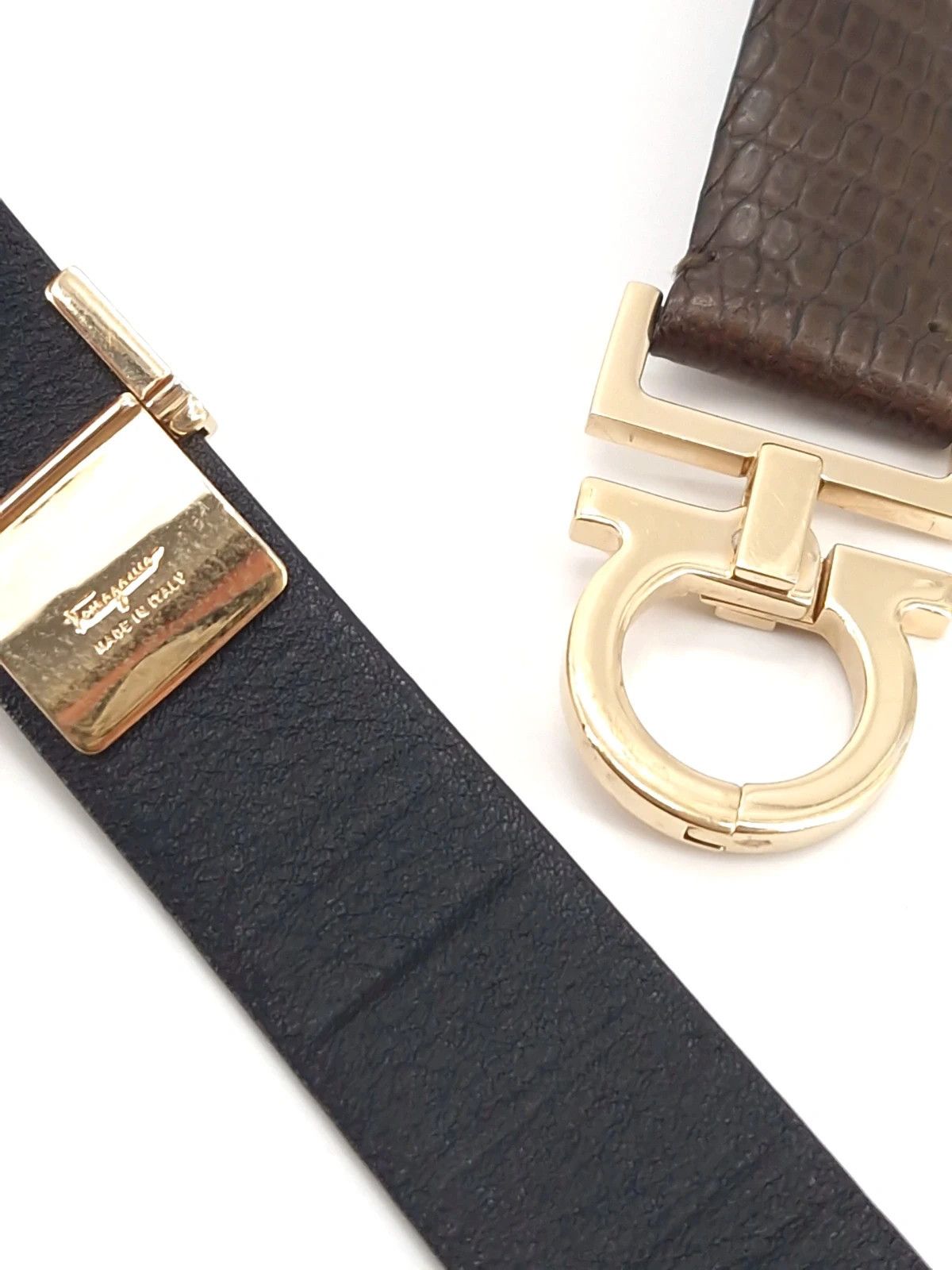 Salvatore Ferragamo Salvatore Ferragamo Green Embossed Leather Gancio Belt Size ONE SIZE - 7 Thumbnail