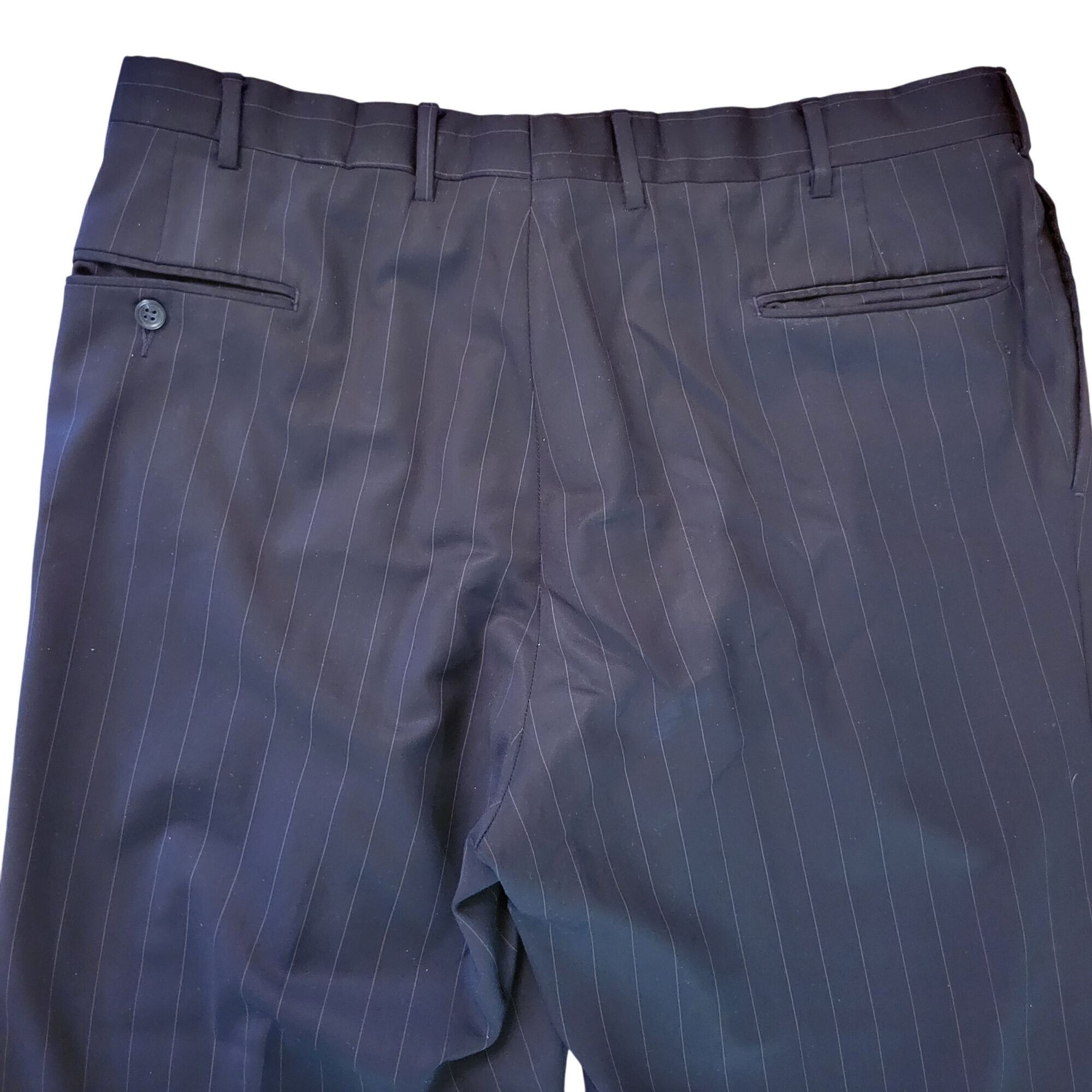 Jos. A. Bank Jos A Bank 2 Pc Black Pinstripe 3 Button Suit 44R Wool 39x30 Size 44R - 14 Thumbnail