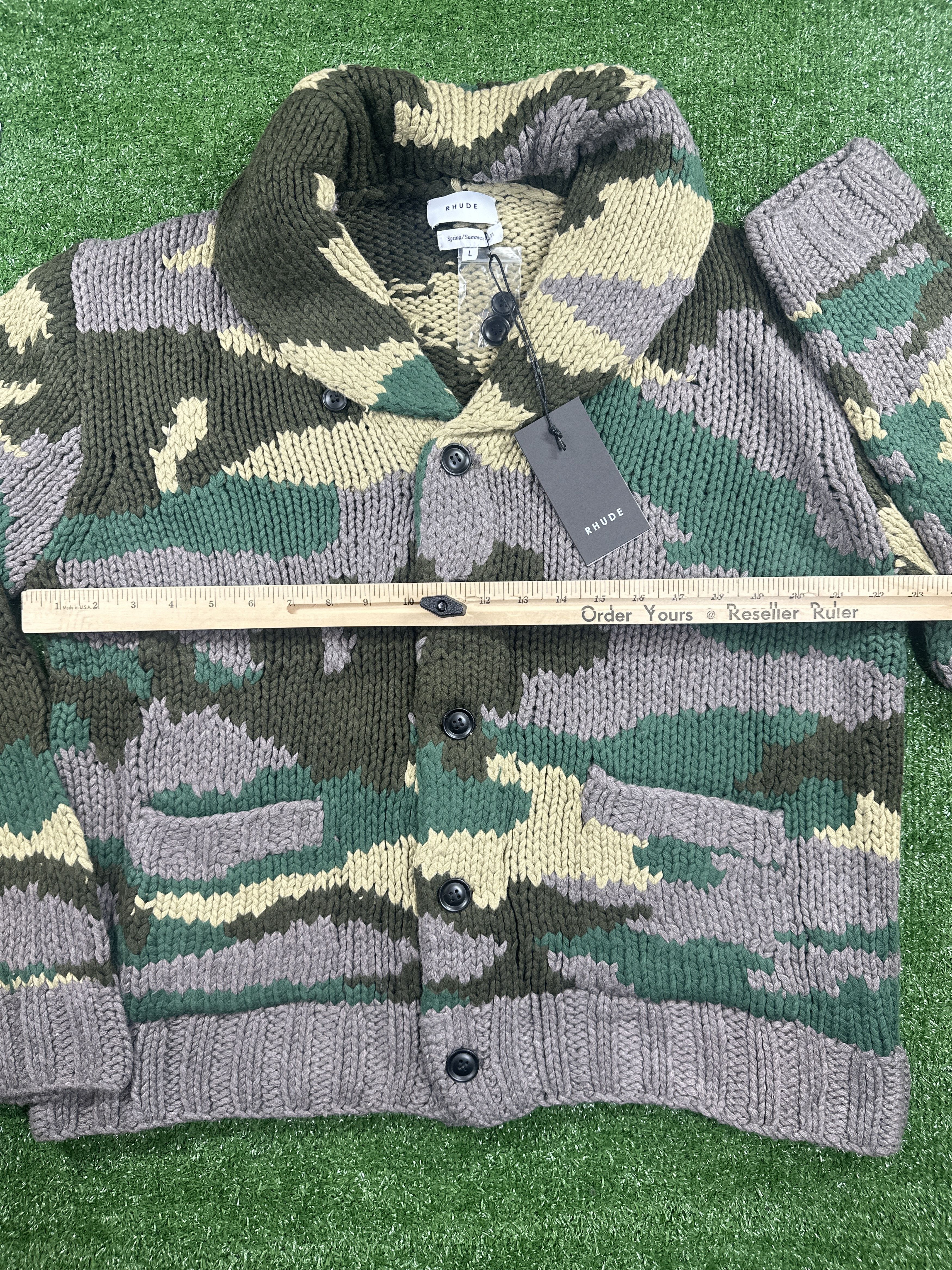 Rhude Rhude Heavyweight Knit Men's Camo Cardigan - Size Large Size US L / EU 52-54 / 3 - 7 Thumbnail