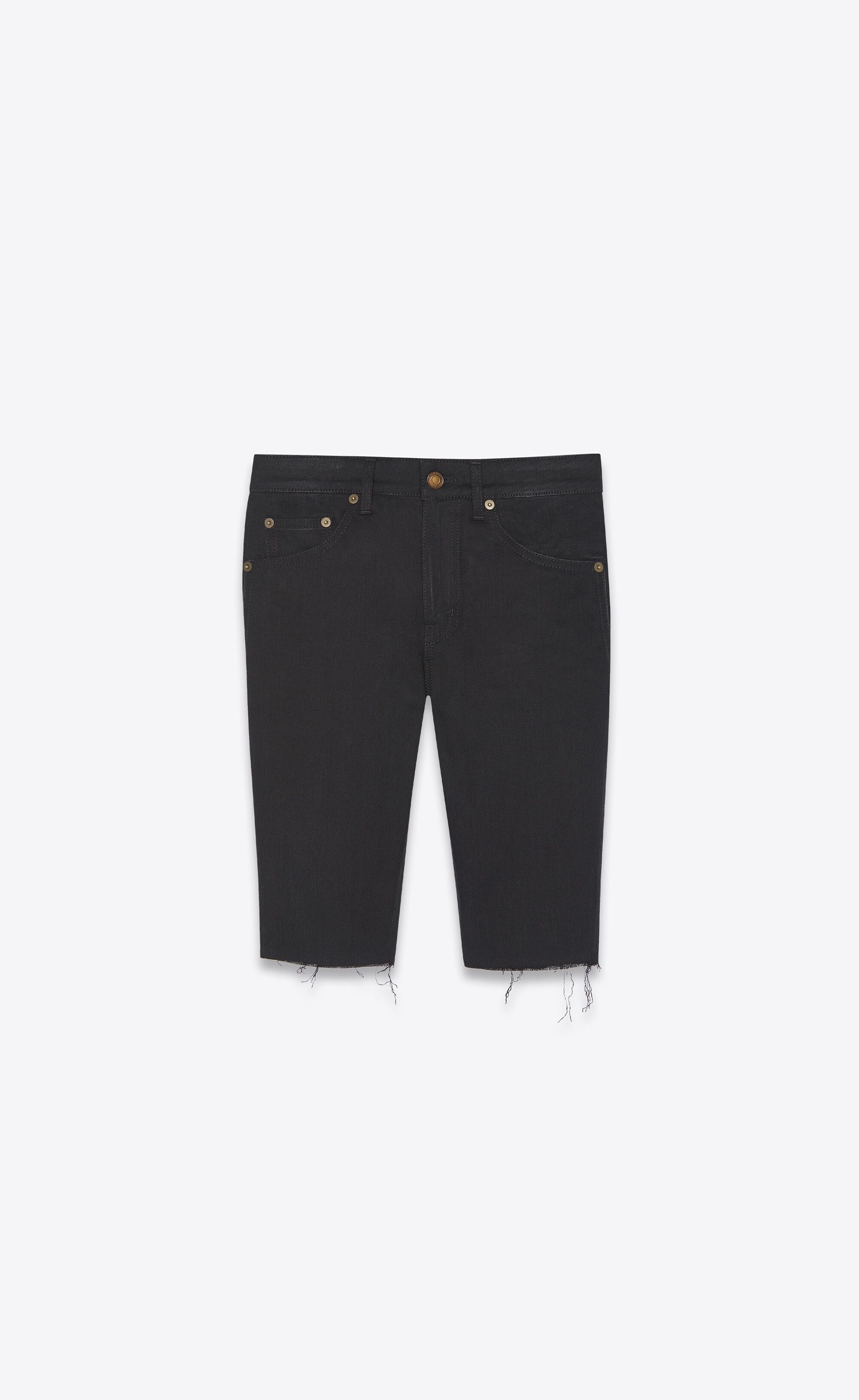 Saint Laurent Paris o1s1wg110924 Cycling Shorts in Used Denim in Black Size 25" / US 0 / IT 36 - 1 Thumbnail