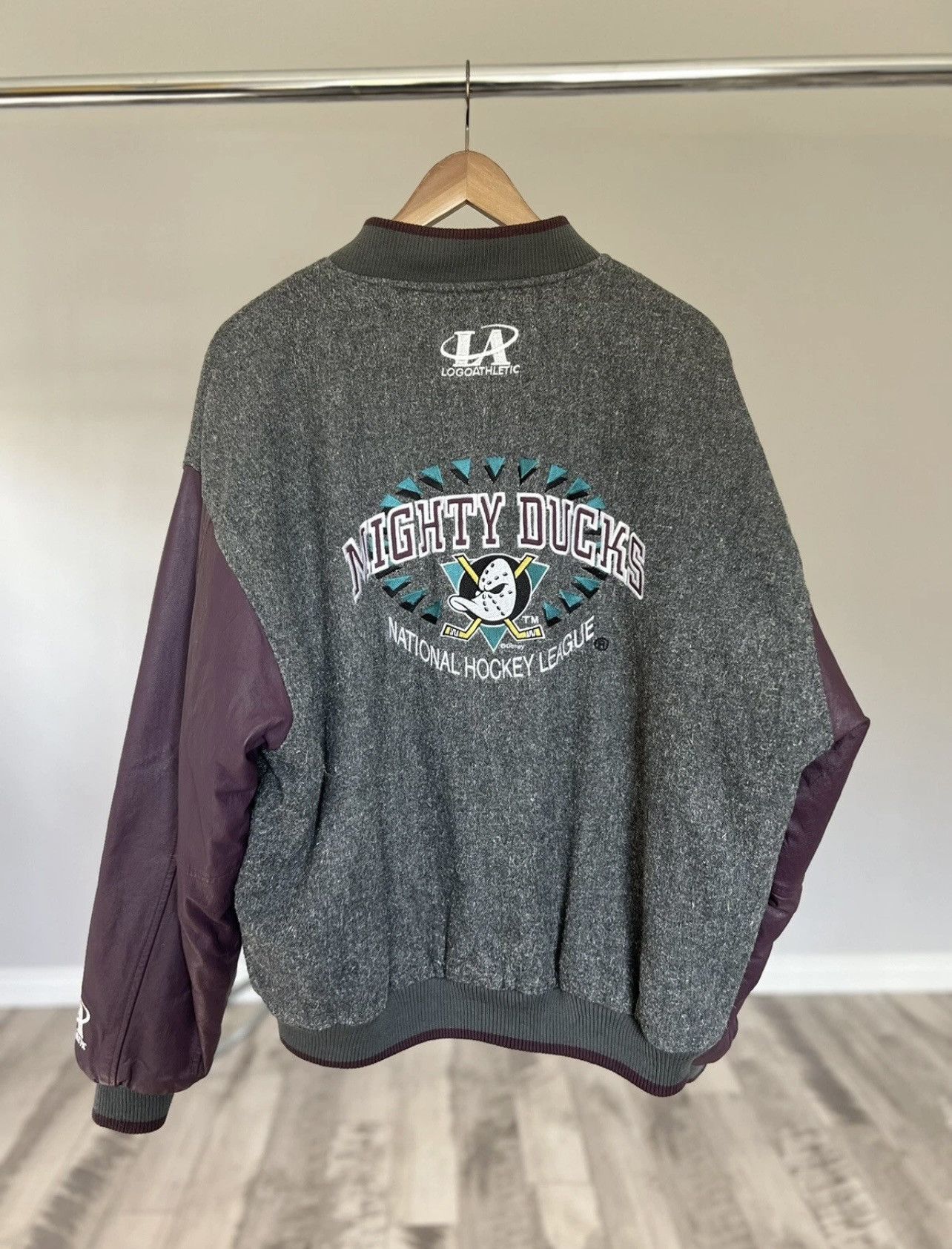 Other NHL Mighty Ducks Disney Leather Bomber Jacket Mens XL Size US XL / EU 56 / 4 - 2 Thumbnail
