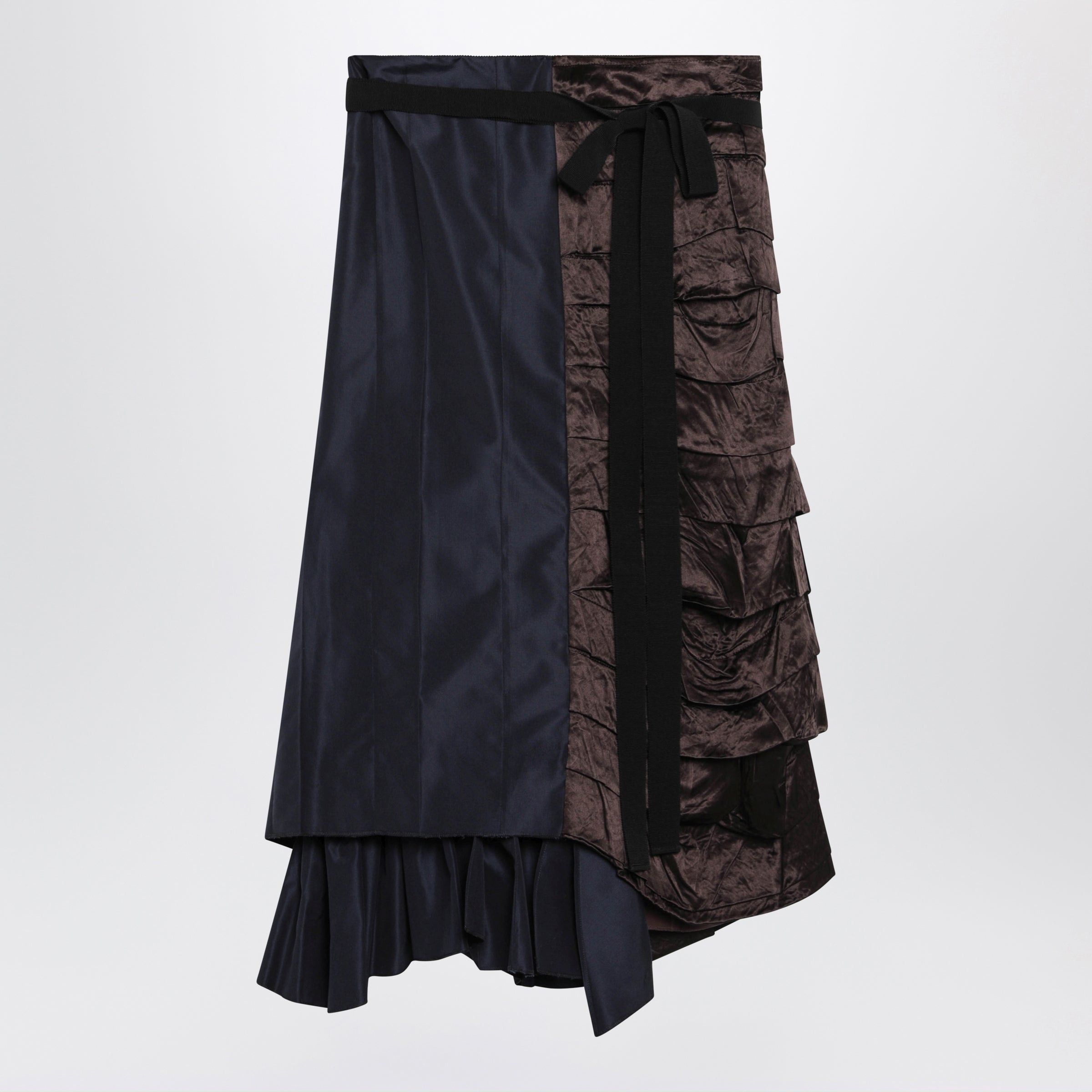 Prada Prada Blue Patchwork Faille Wrap Skirt Size 27" / US 4 / IT 40 - 1 Thumbnail