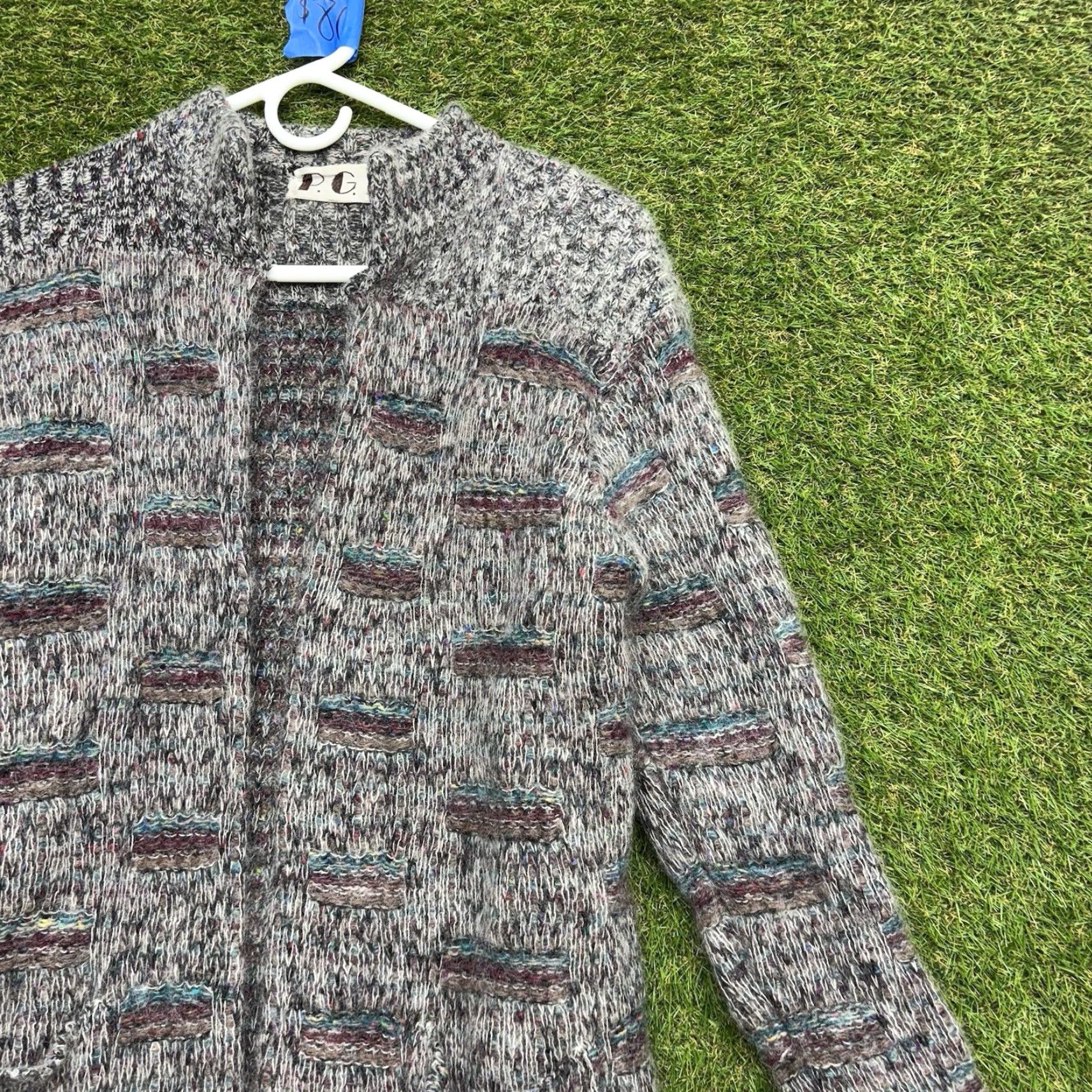 Vintage VINTAGE PGE Mohair Sweater Cardigan Womens Medium Open Knit 90s Gray Wool Blend Long Sleeve Pocket Size M / US 6-8 / IT 42-44 - 3 Thumbnail
