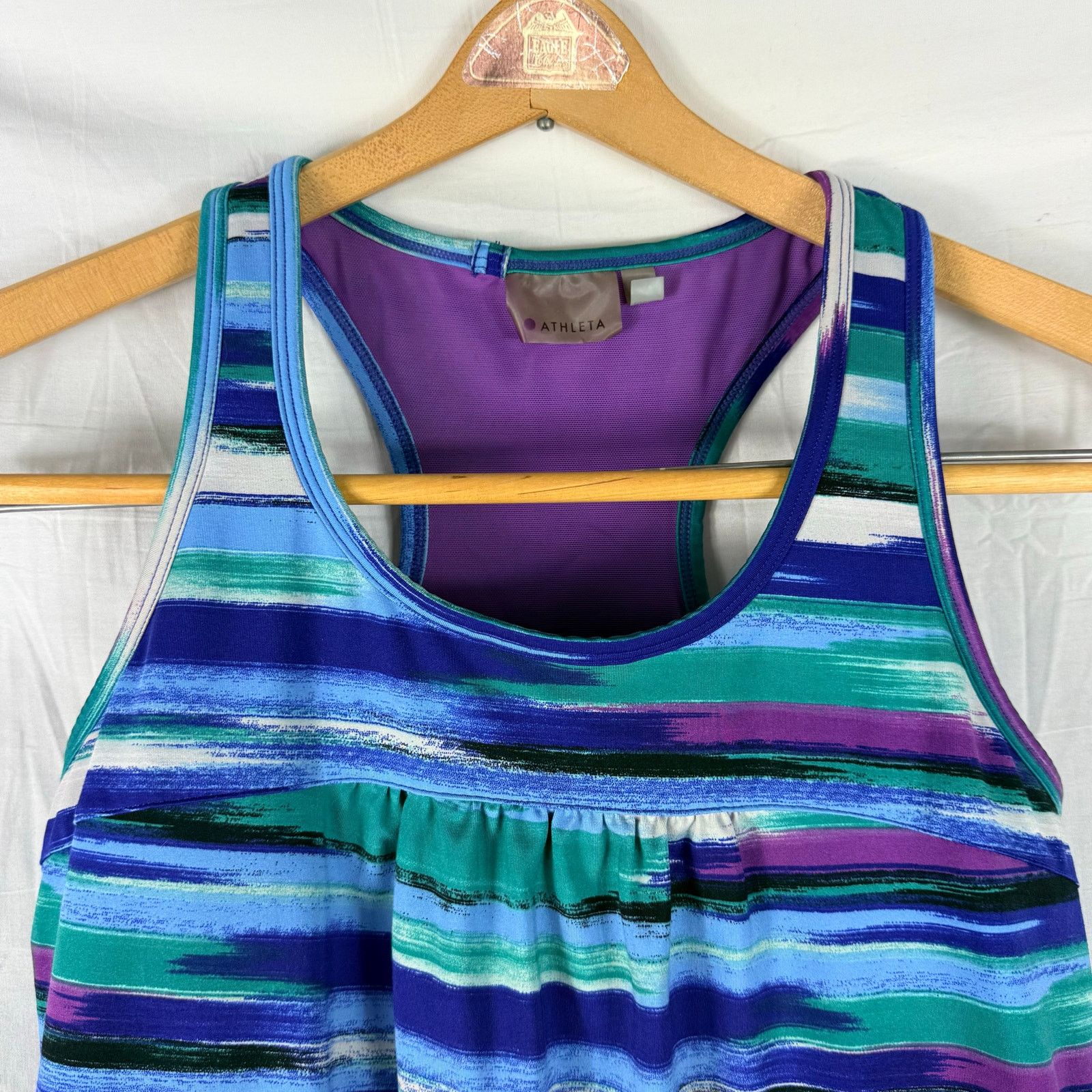 Athleta Athleta Tinker Tank S Blue/Green Print Built in Bra 581409 Size S / US 4 / IT 40 - 2 Thumbnail