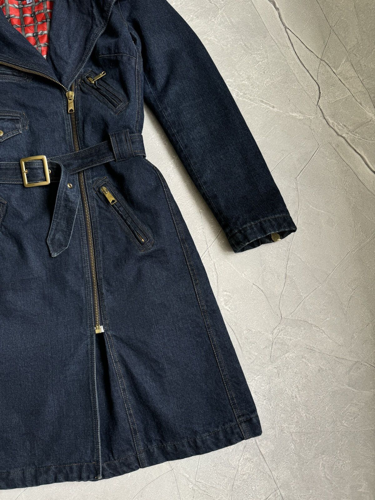 Dolce & Gabbana Vintage 00s Dolce & Gabbana Denim Biker Trench Coat Jacket Size S / US 4 / IT 40 - 7 Thumbnail