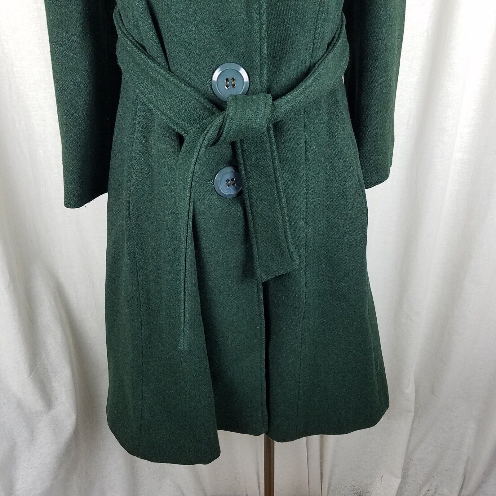 Vintage Vtg Belted Wool Shawl Collar Skater Swing Twirl Coat Peacoat Size S / US 4 / IT 40 - 4 Thumbnail