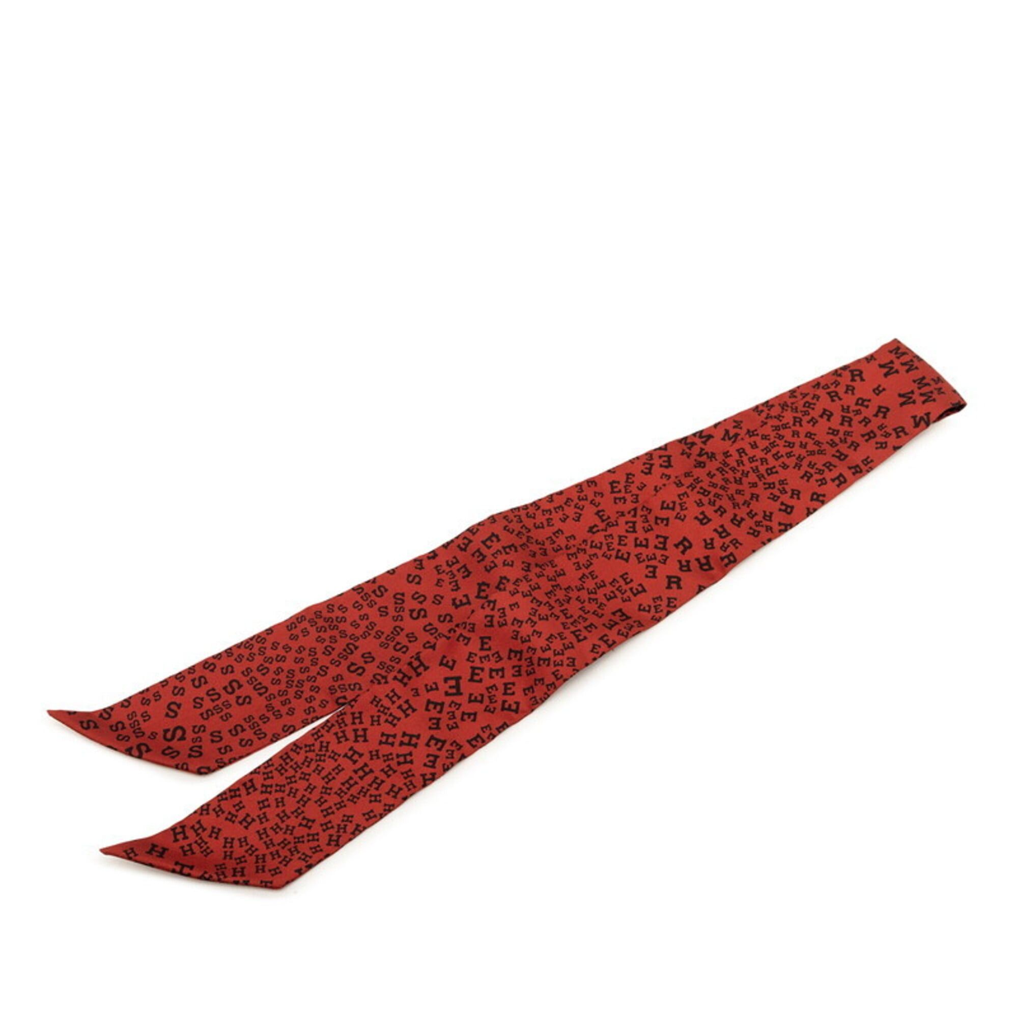 Hermes Hermes Twilly Logo Alphabet Scarf Muffler Wine Red Black Silk Women's HERMES Size ONE SIZE - 1 Thumbnail