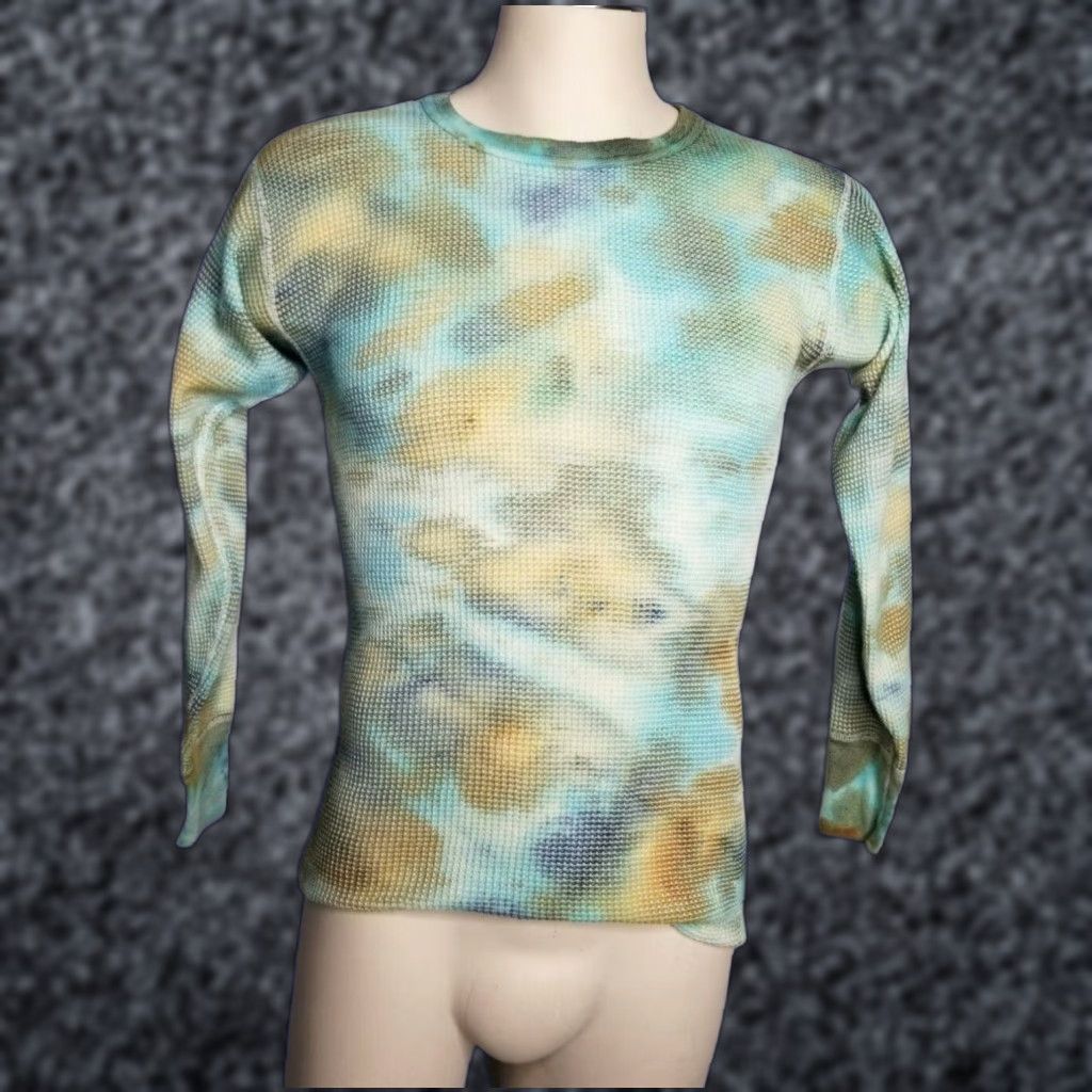 Vintage Vintage Long Johns Mens Long Sleeve Ice Dye T-Shirt Blue Crew Neck Cotton Limited Edition Size US L / EU 52-54 / 3 - 1 Thumbnail
