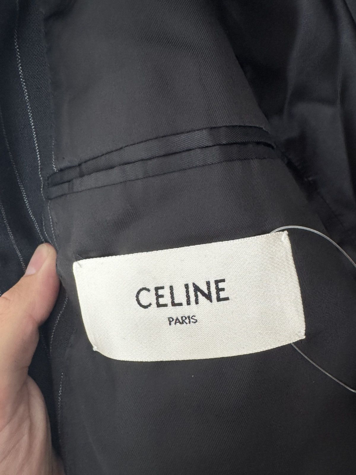 Celine Double Breasted Striped Blazer 56 Size 54R - 2 Thumbnail