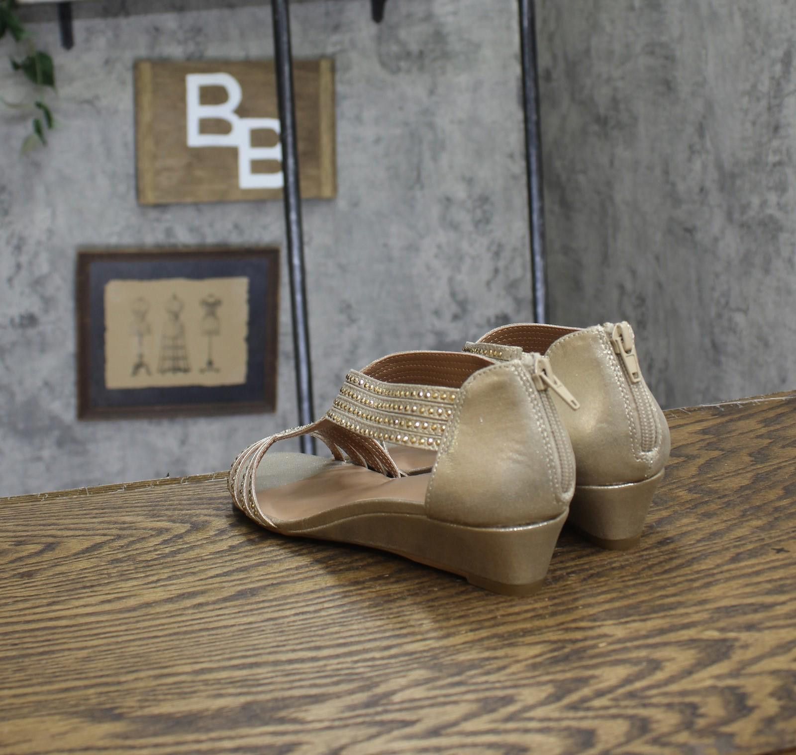 Style & Co Nwt Style & Co. Strappy Wedge Sandals Platino Gold 7.5m Size US 7.5 / IT 37.5 - 2 Thumbnail