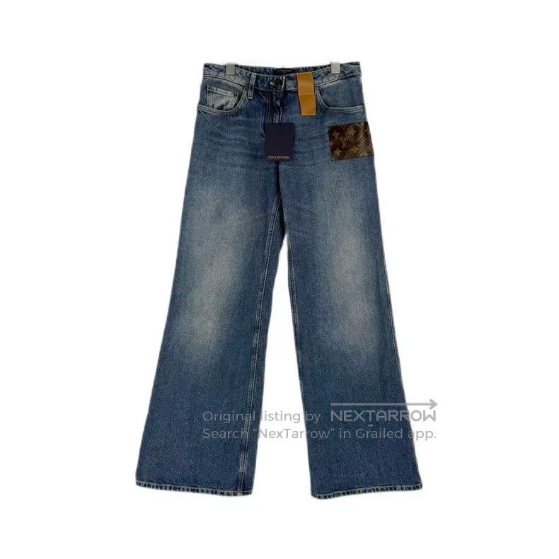 Louis Vuitton Louis Vuitton Blue washed-in-print leather jeans Size US 38 / EU 54 - 1 Thumbnail