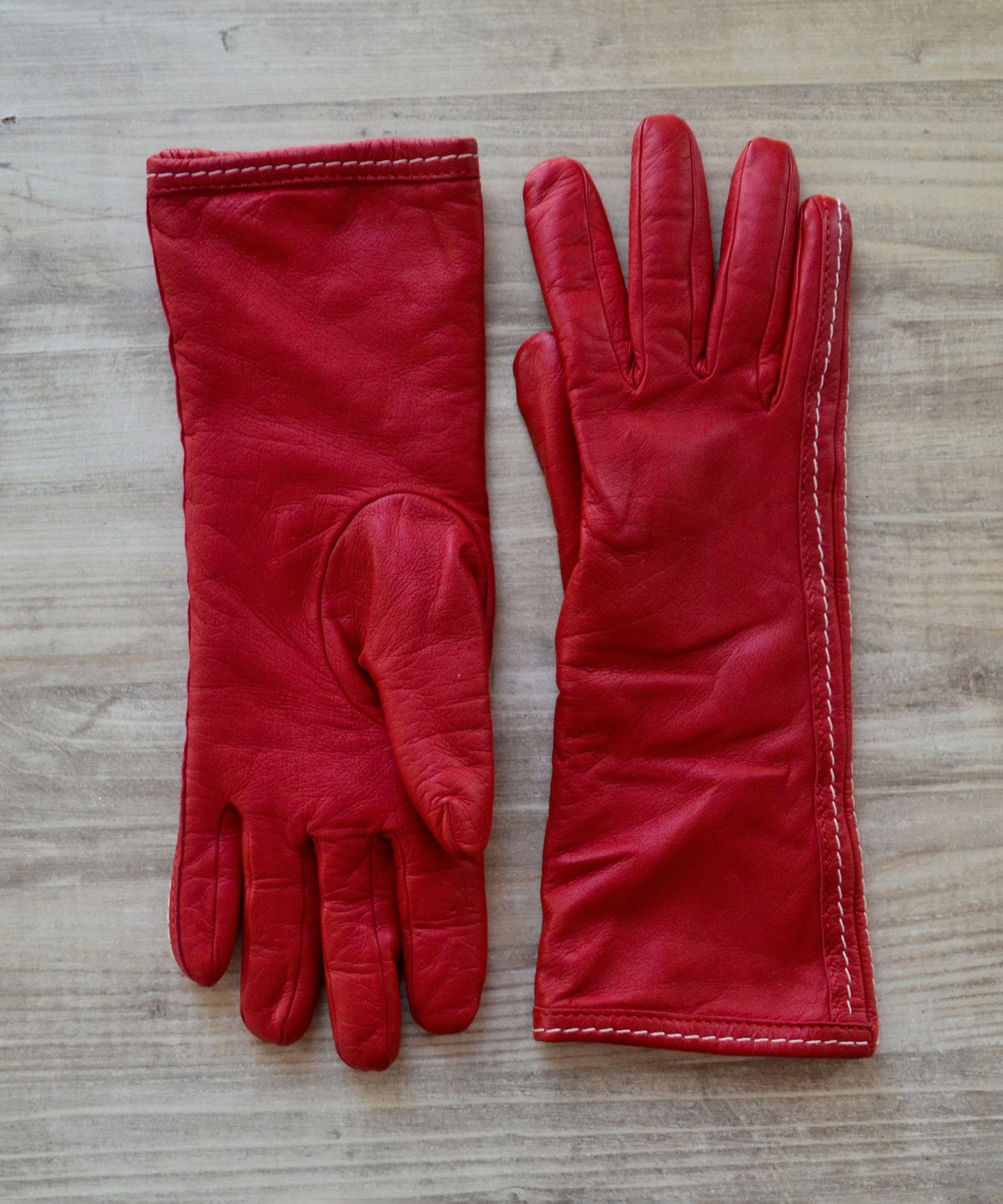 Jil Sander JIL SANDER Gloves Leather Red Vintage Wool by RAF SIMONS Size ONE SIZE - 5 Thumbnail