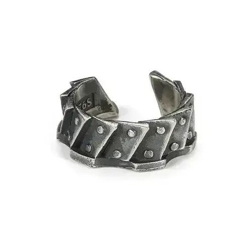 Vintage Machine Gear Pattern Men Index Finger Ring Size ONE SIZE - 4 Thumbnail