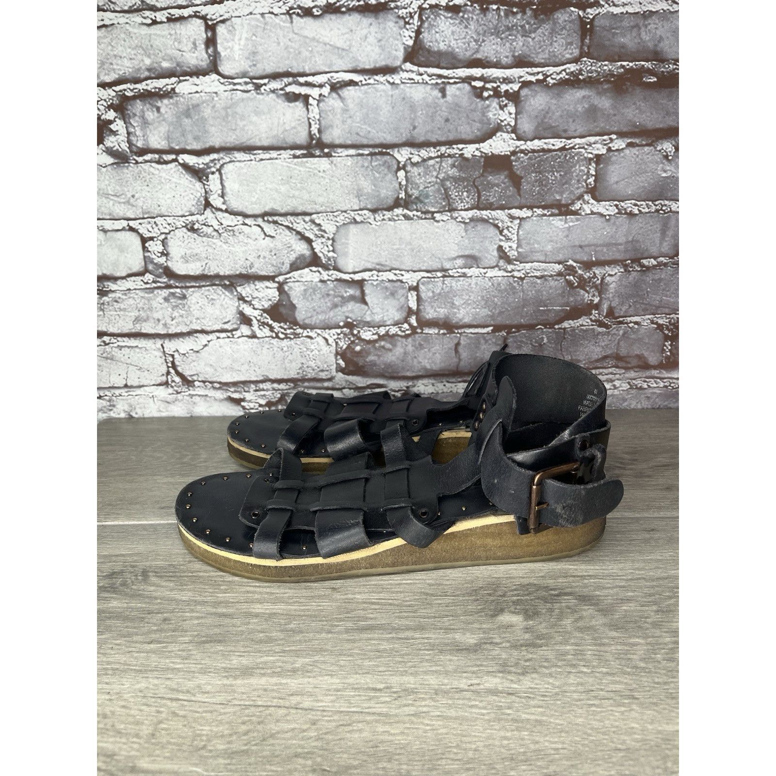 Free People Free People Marianne Black Leather Platform Gladiator Strapp Size US 10.5 / IT 40.5 - 15 Thumbnail