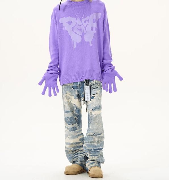 Other Distressed Wide Leg Jeans - Torn & Shredded Denim Size US 30 / EU 46 - 3 Thumbnail