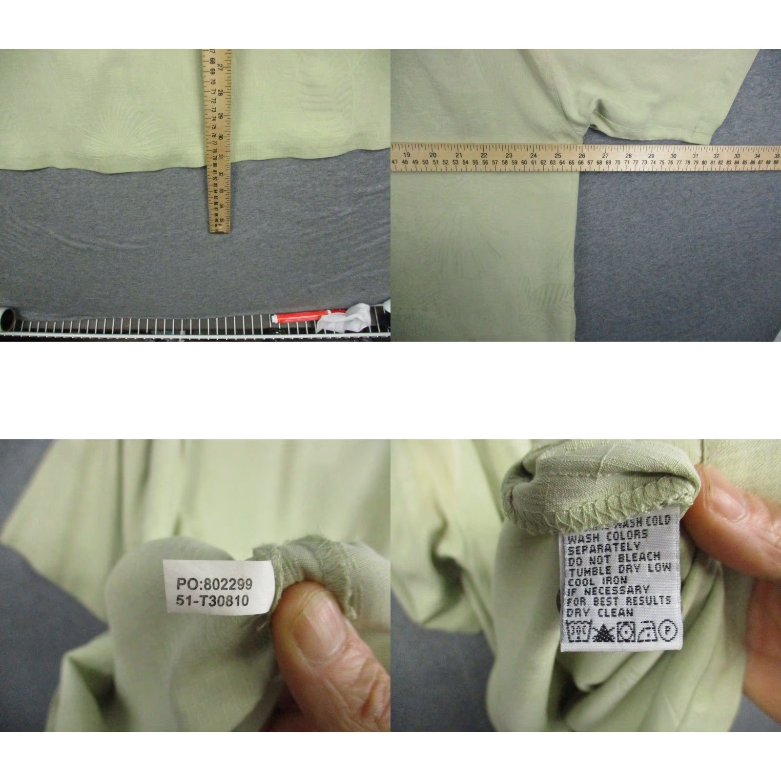 Tommy Bahama Tommy Bahama Shirt XL 100% Silk Palm Drink Cocktail Pattern Light Olive Green Floral Button-Up Short Sleeve Mens Shirt Size US XL / EU 56 / 4 - 8 Thumbnail