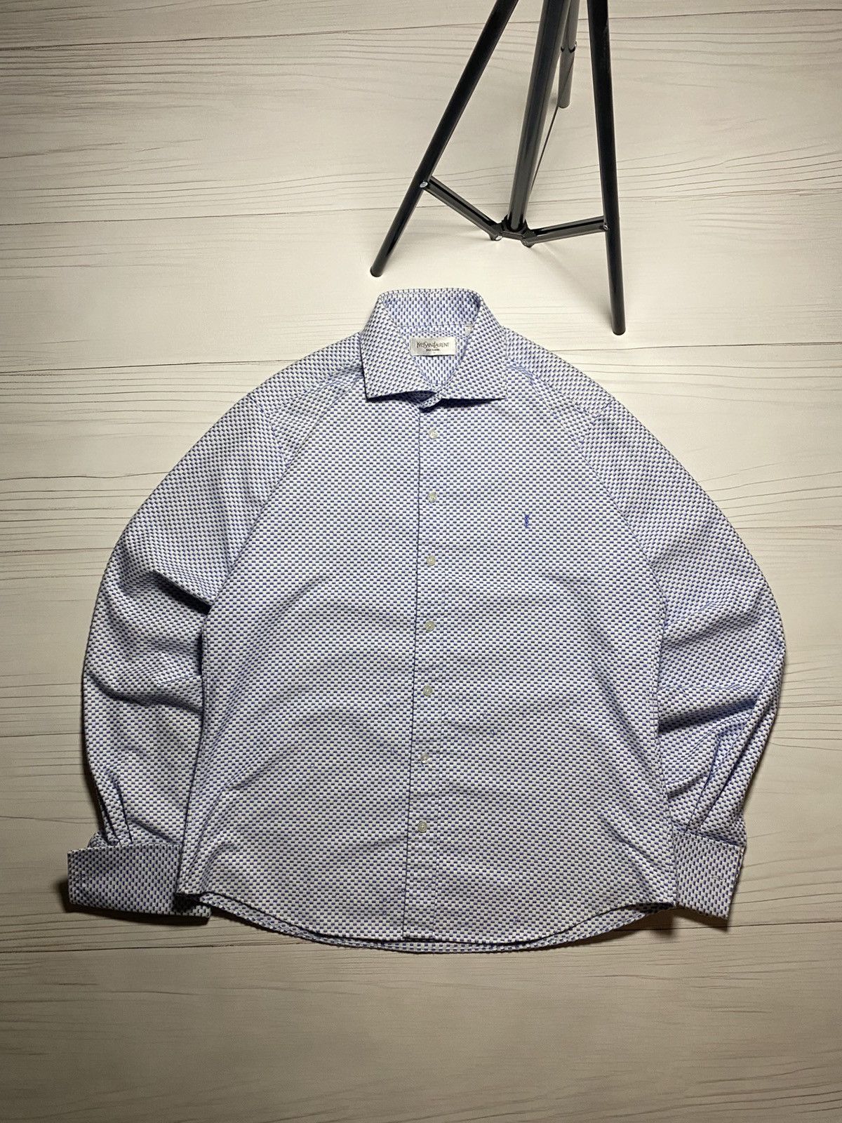 Vintage × Yves Saint Laurent Vintage Yves Saint Laurent embroidered logo button up shirt Size US L / EU 52-54 / 3 - 1 Thumbnail