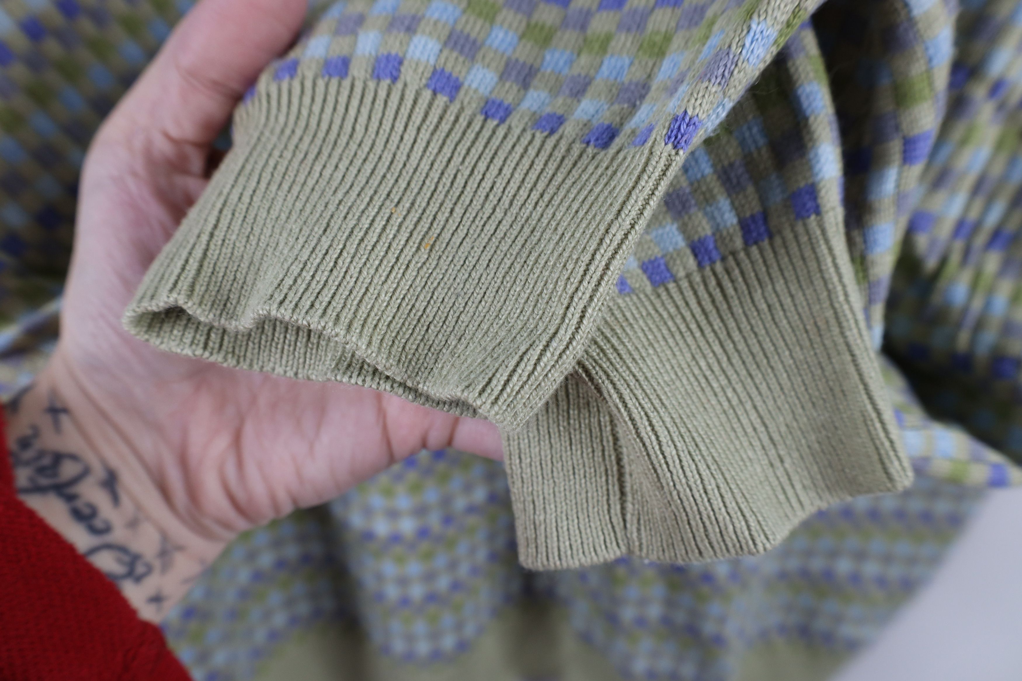 Vintage Vintage 90s Streetwear Checkered Knit Crewneck Sweater Size US L / EU 52-54 / 3 - 6 Thumbnail