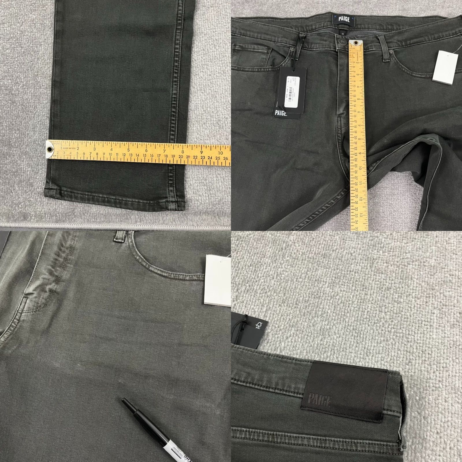 Paige Paige Federal Pants Mens 40 x 33 Slim Straight Smokey Gray Flex Stretch Zip NEW Size US 40 / EU 56 - 8 Thumbnail