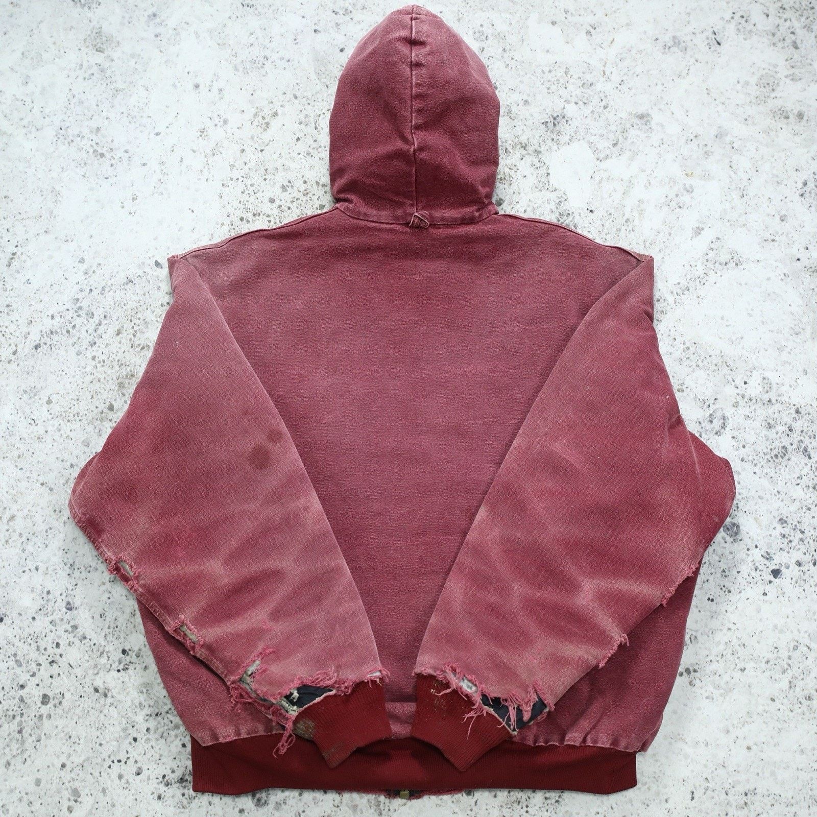 THRASHED Vintage Carhartt J68 CRI Crimson Faded Red Jacket