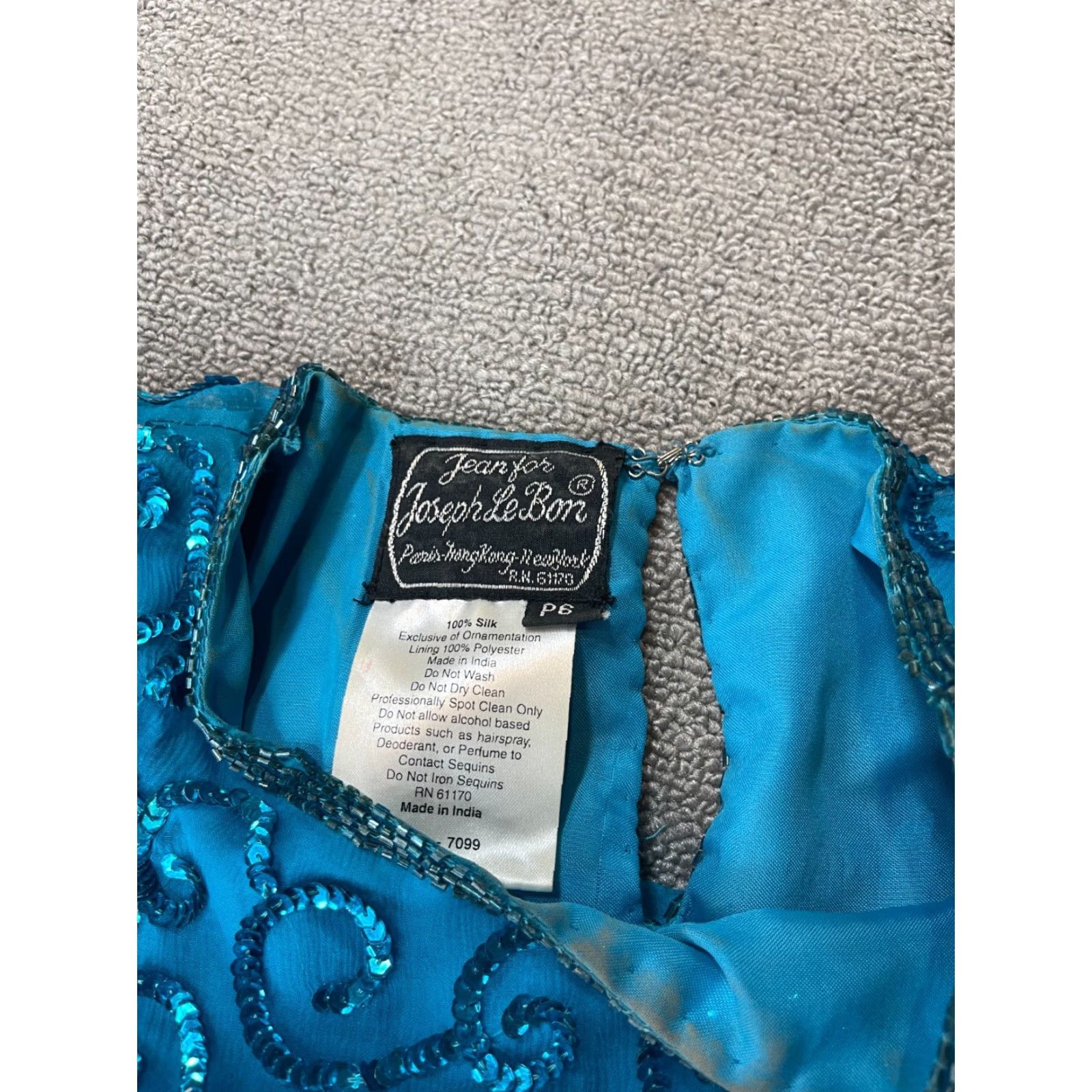 Joseph VINTAGE Jean for Joseph Le Bon Blouse Womens 6 Petite P Blue Beaded Swirl Pattern Silk 1980s Cocktail Womens Size M / US 6-8 / IT 42-44 - 5 Thumbnail