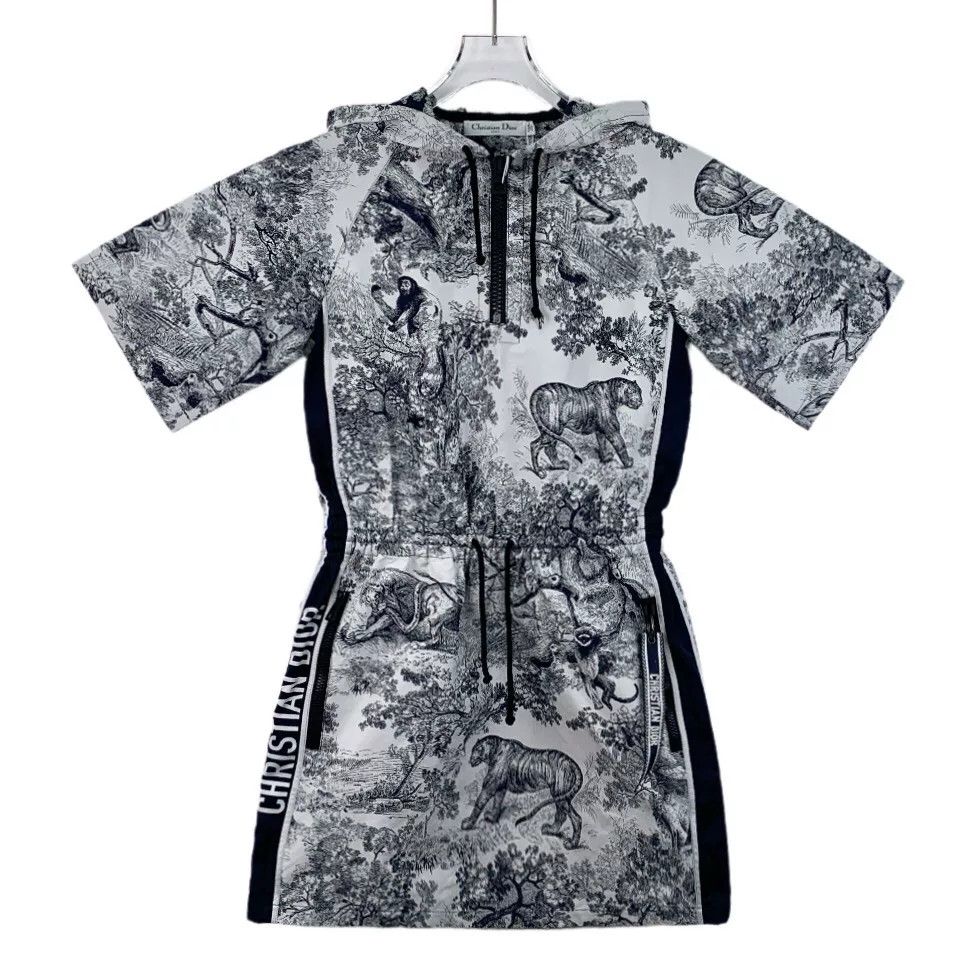 Dior dior color-blocked animal print hooded dress Size US 34 / EU 50 - 1 Thumbnail