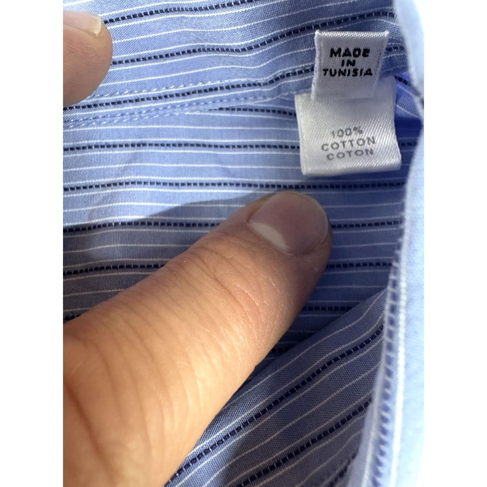 Armani VINTAGE Armani Collezioni Italy Mens Dress Shirt Blue Stripe 15.5/39 French Cuff Regular Fit 100% Cotton EUC Mens Size 42R - 4 Thumbnail