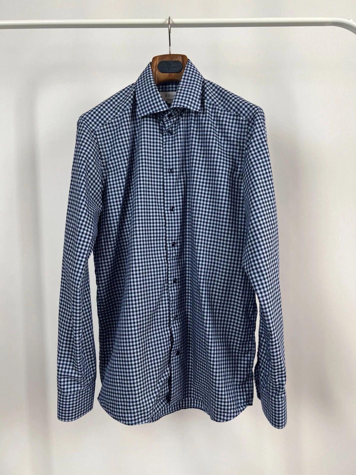 Eton Eton Contemporary Mens Casual Shirt Long Sleeve Blue Plaid Size US L / EU 52-54 / 3 - 1 Thumbnail