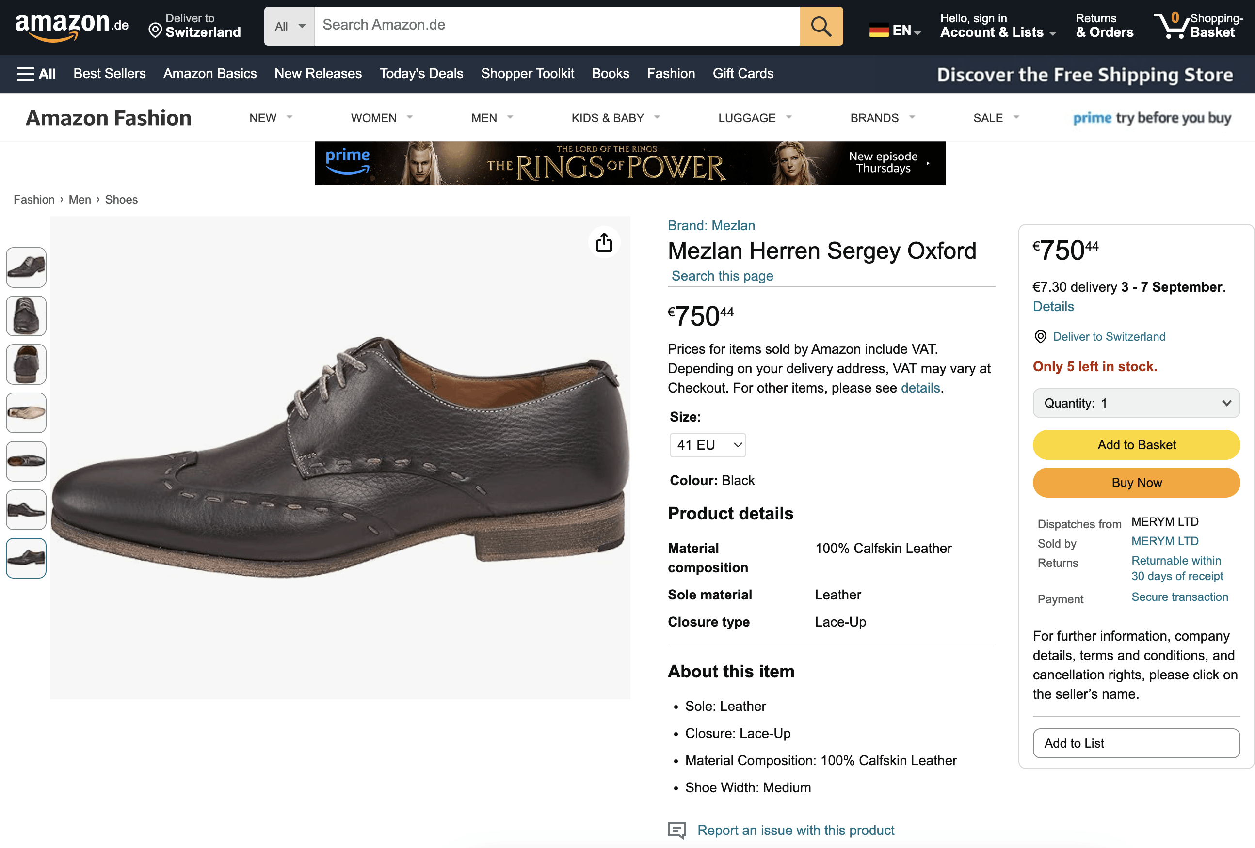 Mezlan Mezlan Herren Sergey Oxford Size US 9.5 / EU 42-43 - 16 Thumbnail
