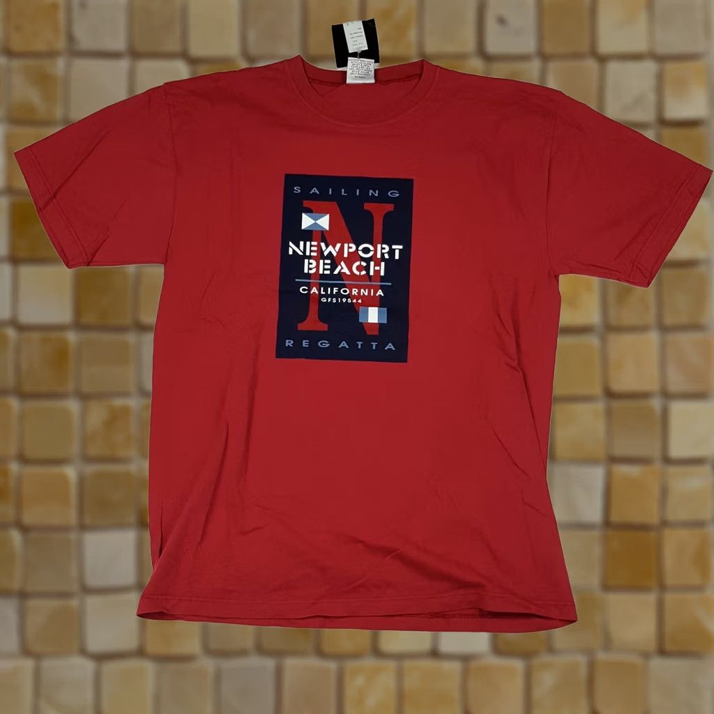 Vintage VINTAGE Newport Beach California Men's L Red Sailing USA Made T Shirt Size US L / EU 52-54 / 3 - 1 Thumbnail