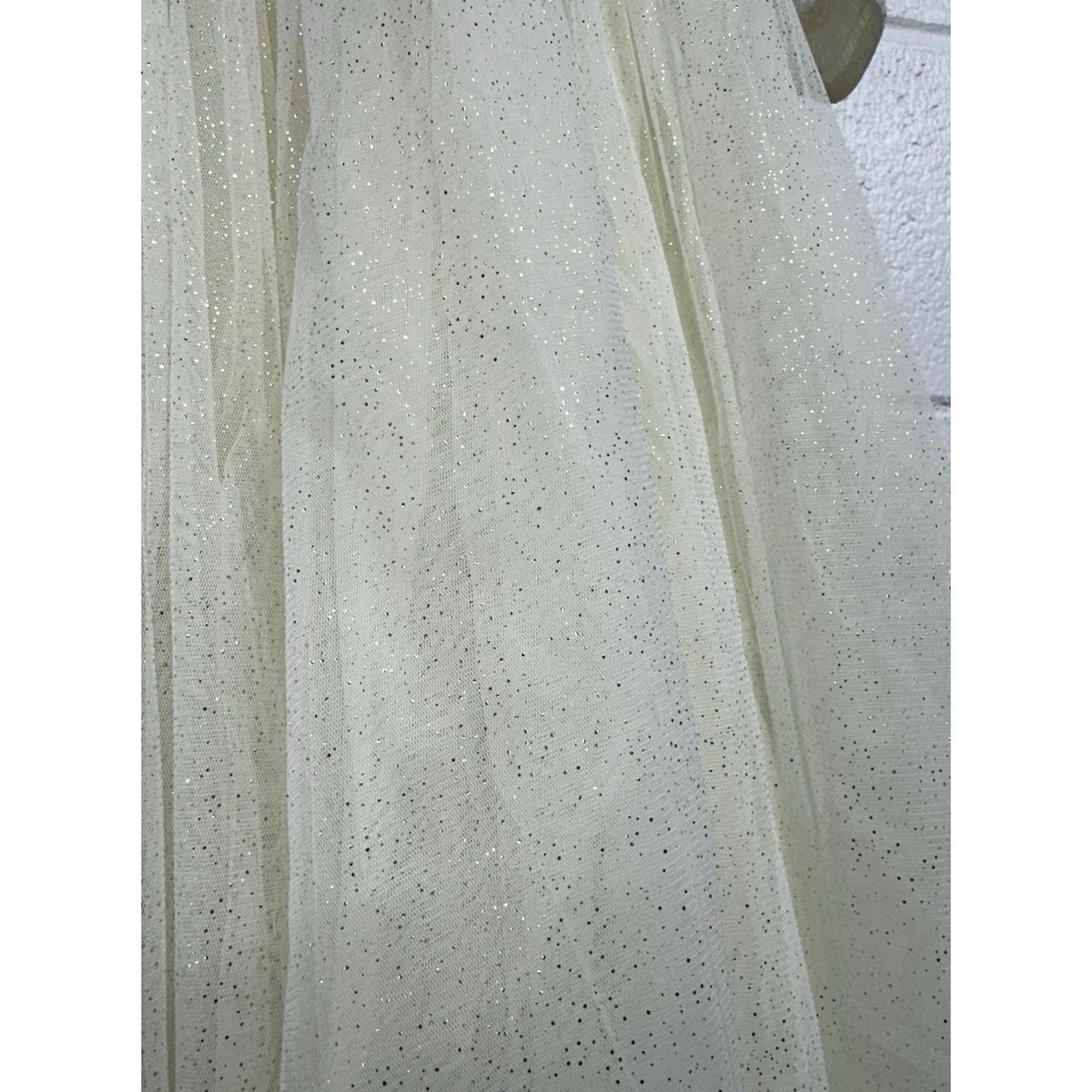 Vintage Ivy City Co. Steal Tulle Cream & Gold Glitter Long Sleeve Dress Women's Large Size L / US 10 / IT 46 - 5 Thumbnail