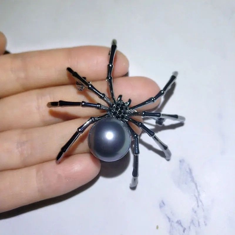 Designer Exaggerated black spider creative brooch Size ONE SIZE - 3 Thumbnail