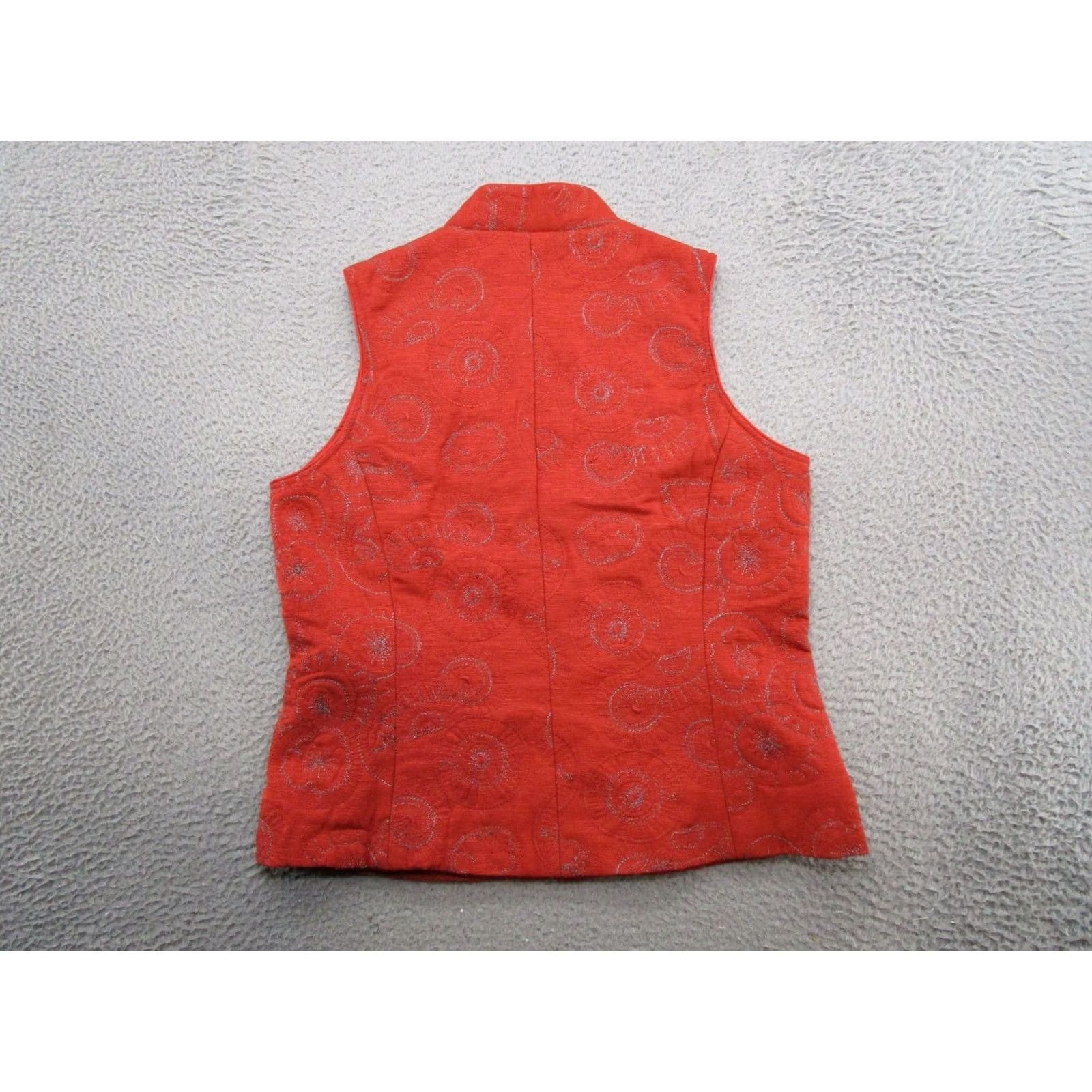 Vintage CHRISTOPHER & BANKS Women’s Orange Sparkle Embroidered Silk Vest Size M Size M / US 6-8 / IT 42-44 - 7 Thumbnail