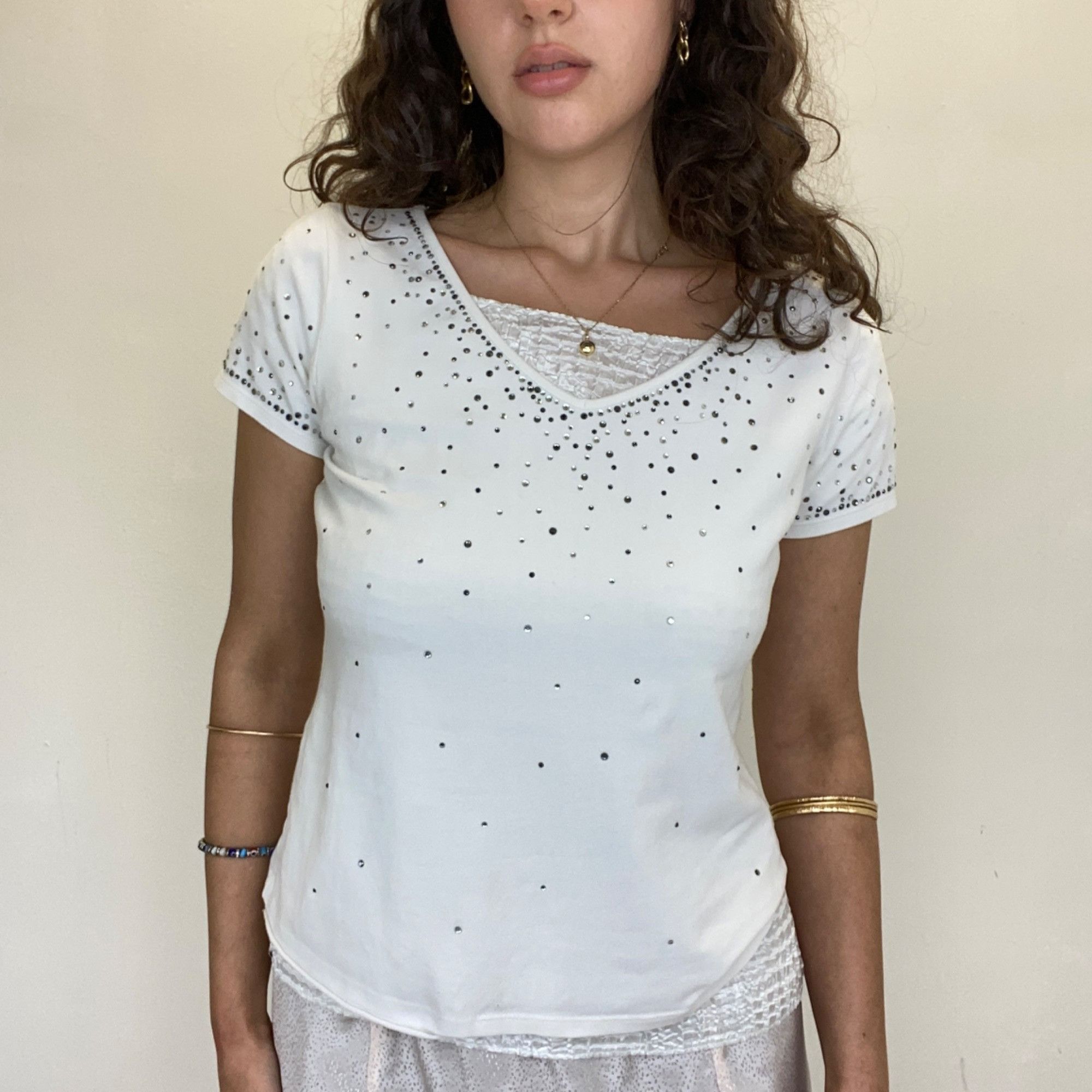 Vintage S | Studio Rhinestone white top Size S / US 4 / IT 40 - 1 Thumbnail