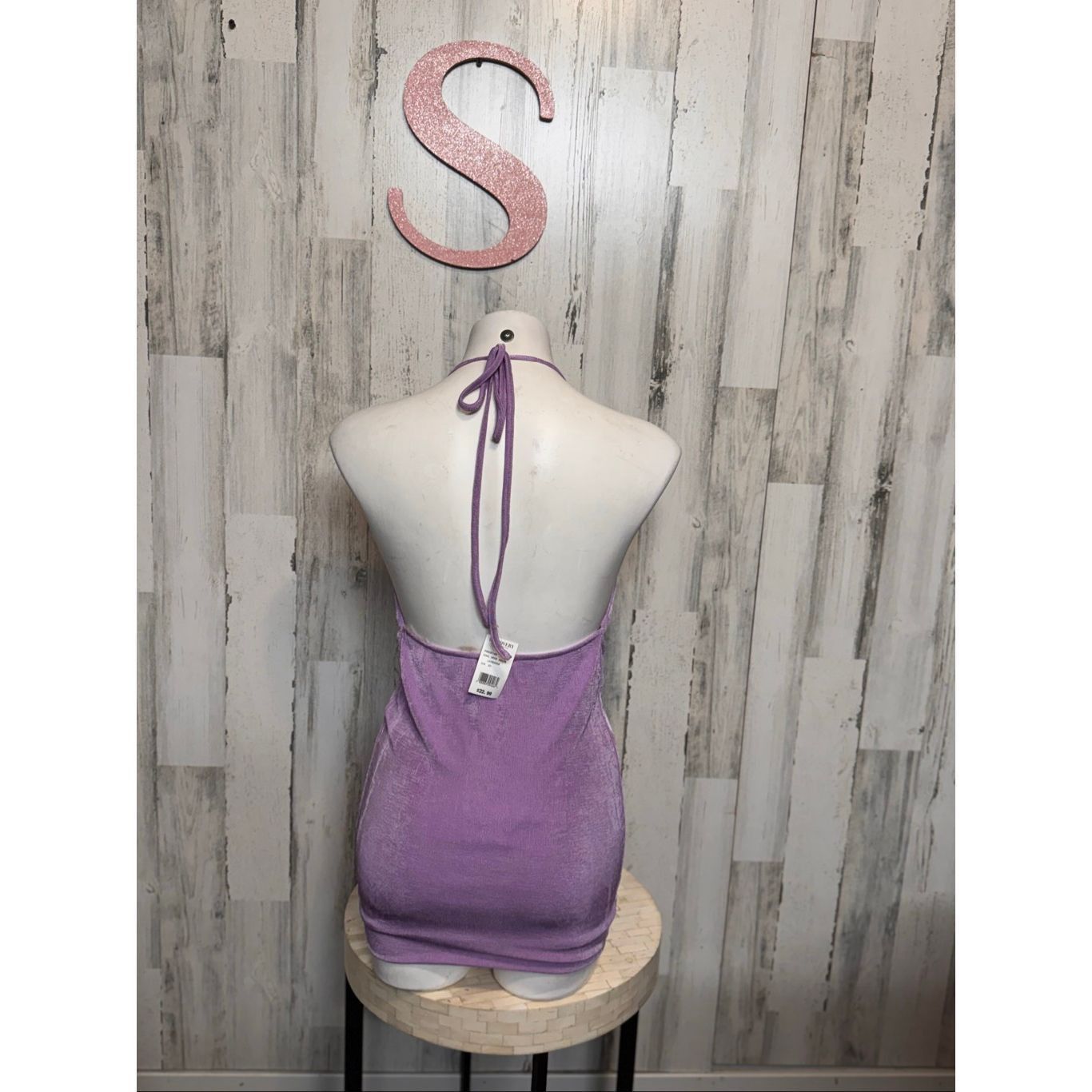 Other Fiestar Lavender Cowl Neck Ruched Halter Mini Dress – Size S Size S / US 4 / IT 40 - 3 Thumbnail