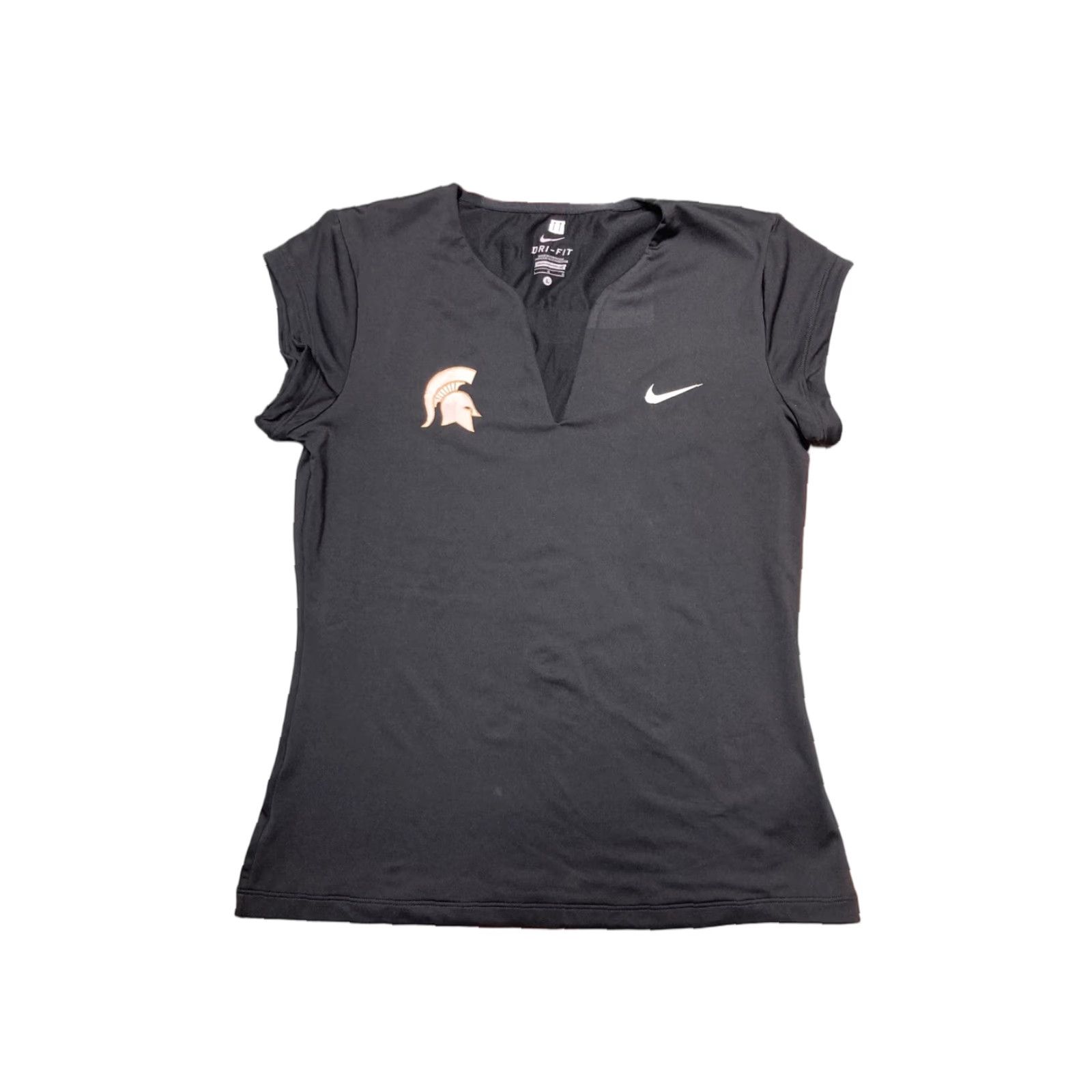 Nike VINTAGE Nike dri fit shirt soccer volleyball Michigan State University team issue gym Womens L Black University 90s Size L / US 10 / IT 46 - 1 Thumbnail