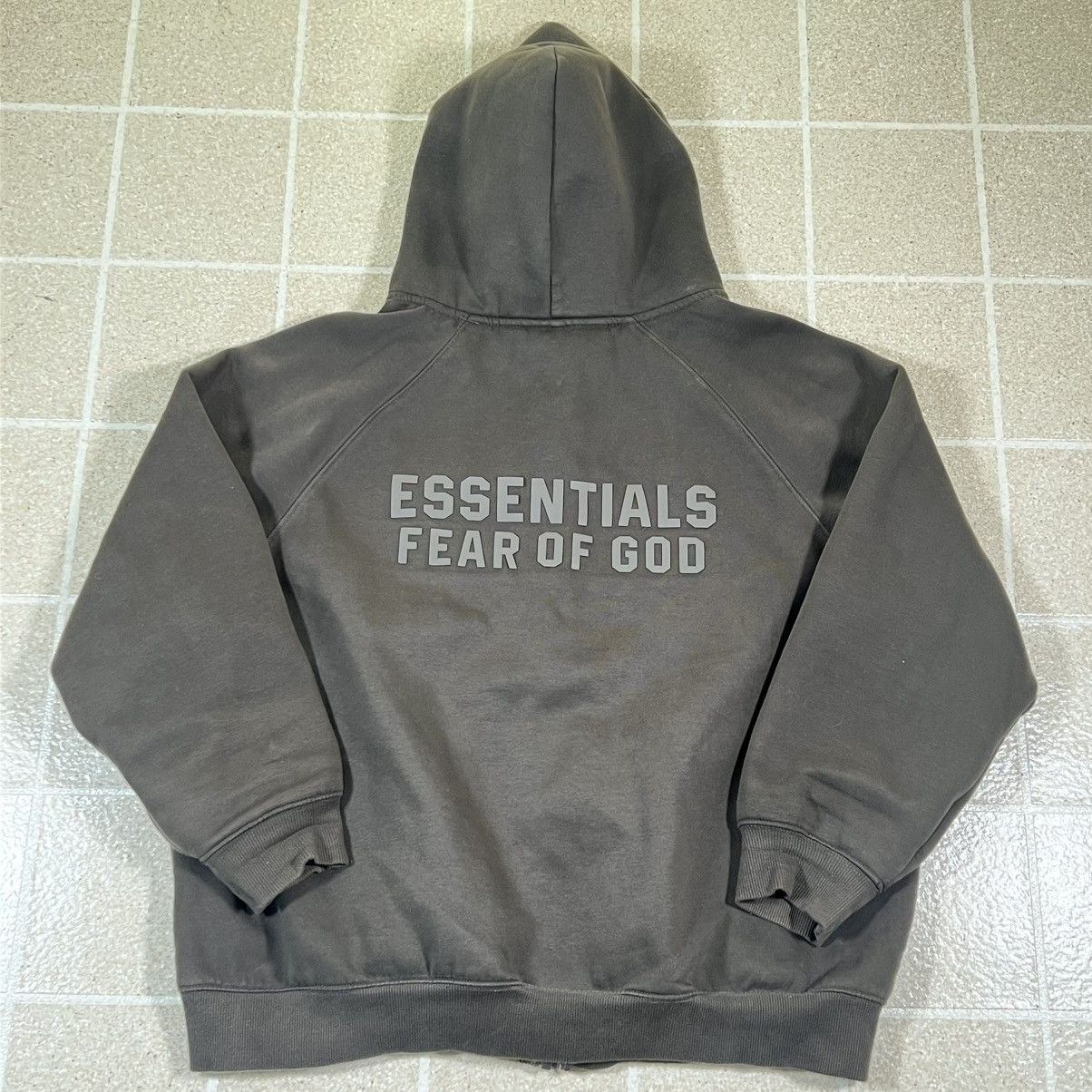 Essentials Fear of God ESSENTIALS Full Zip Up Hoodie Olive Grey Size M Size US M / EU 48-50 / 2 - 1 Thumbnail