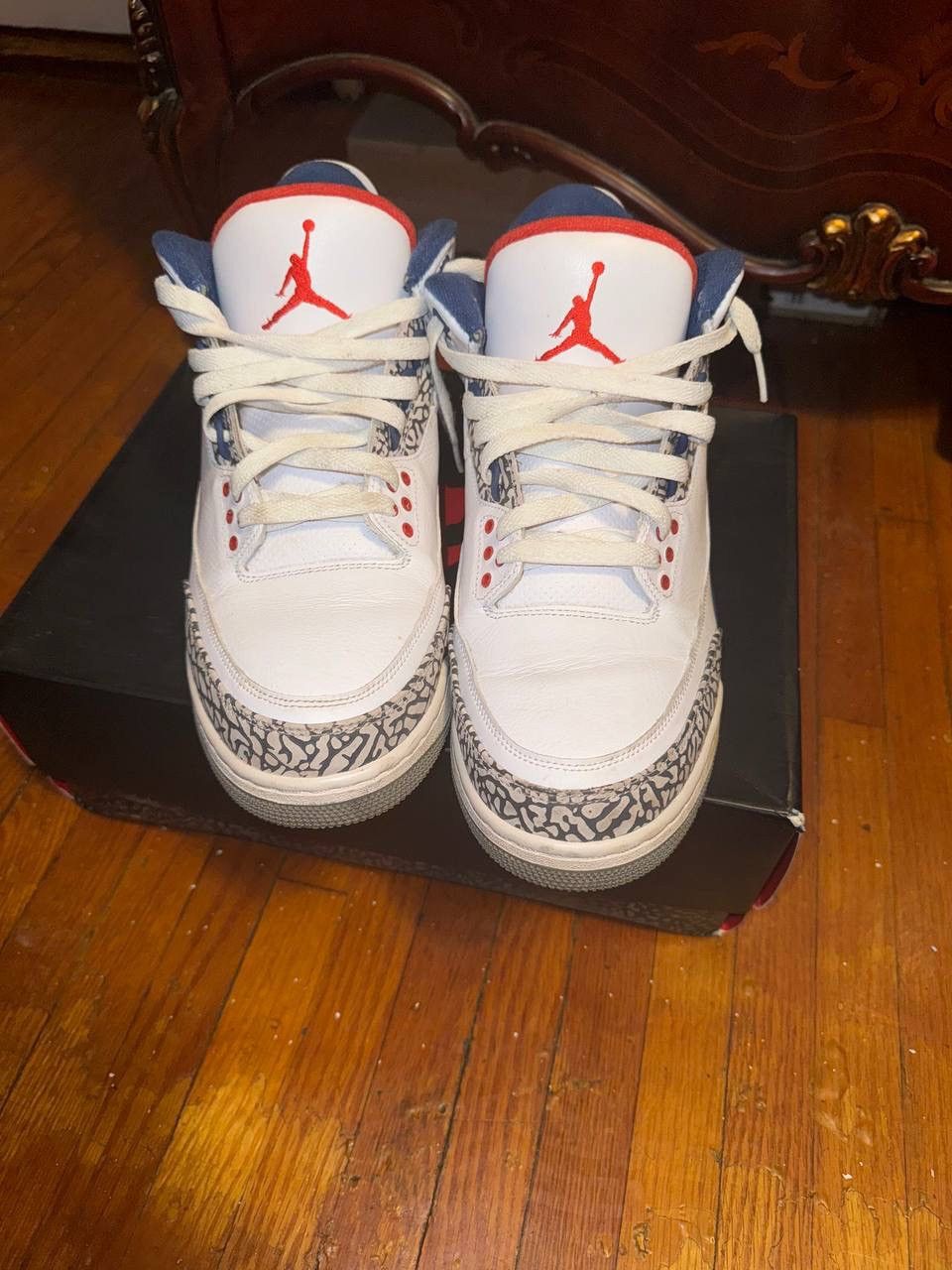 image of Air Jordan 3 True Blue Shoes in White, Men's (Size 11)
